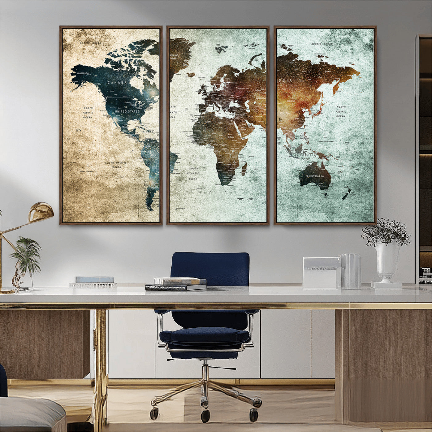 MGV-FC-48X32-3P - Push Pin World Map Canvas Print – Framed Wall Art for Couples to Track Their Travels – Anniversary