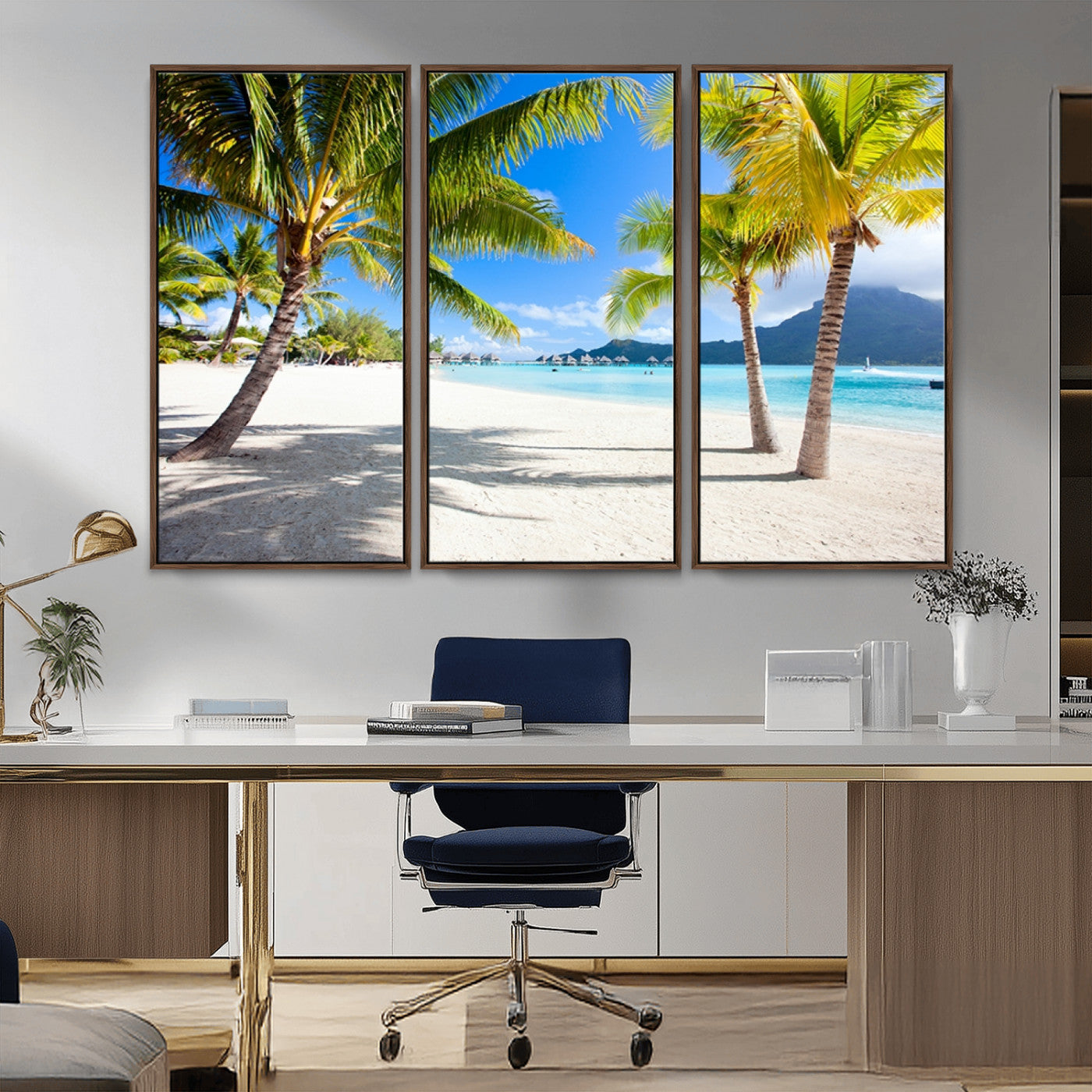 MGV-FC-48X32-3P - Blue Beach and Sea Wall Art Canvas Print