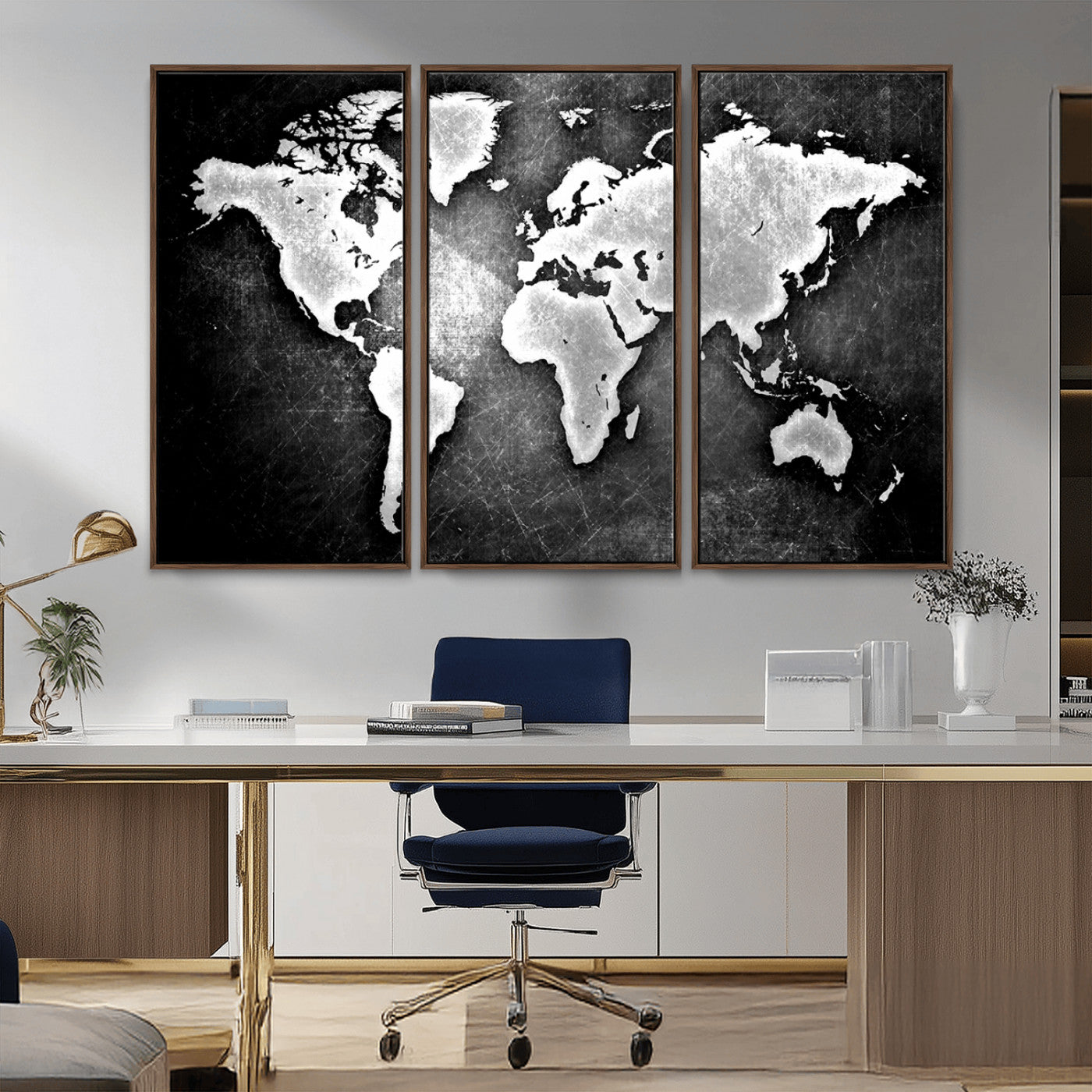 MGV-FC-48X32-3P - World Map Wall Art Canvas Print – Framed Wall Art for Anniversary Gift or Home Adventure Decor