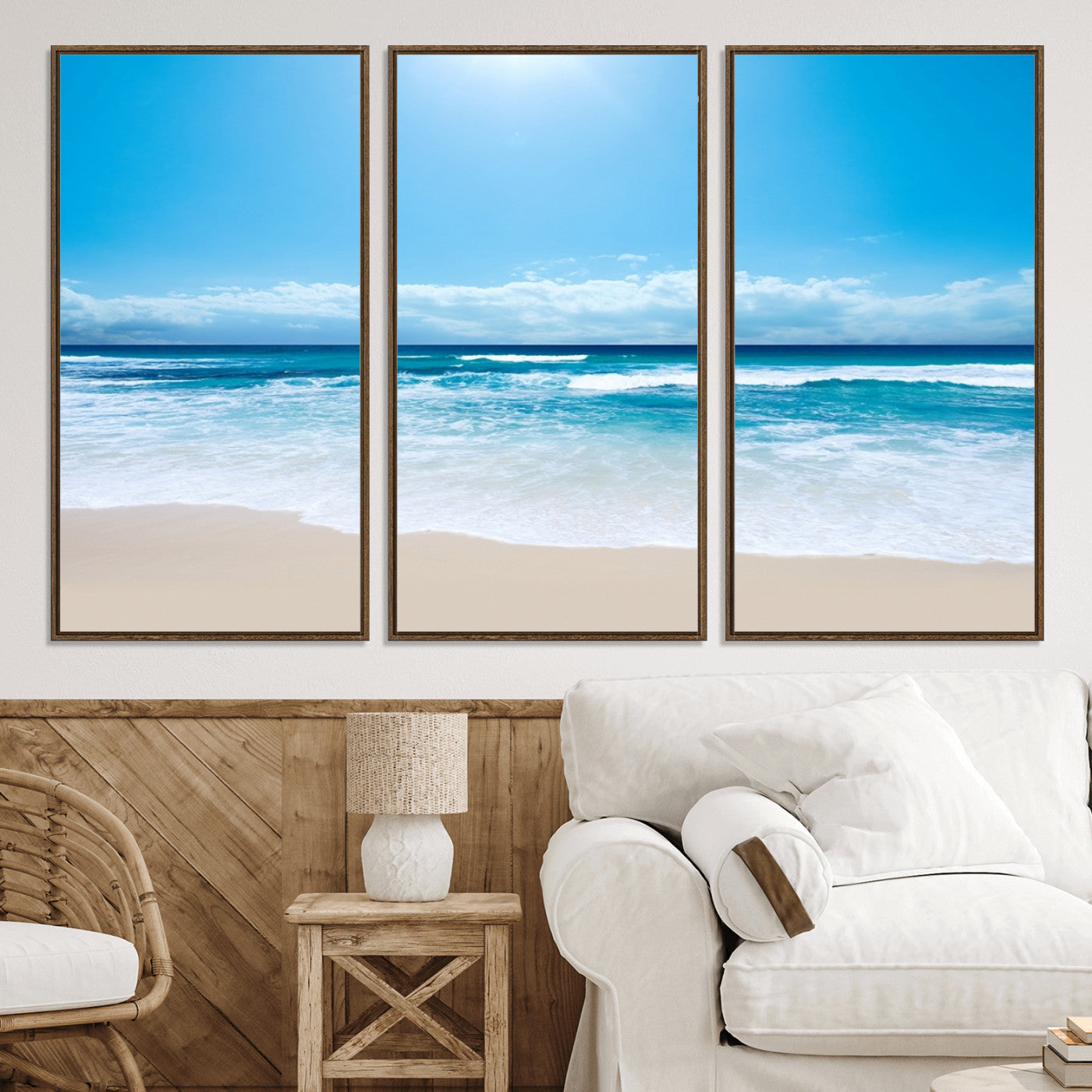45929-MGV-CV-36X24-Wall Art Canvas Print Shiny Blue Sea and Beach