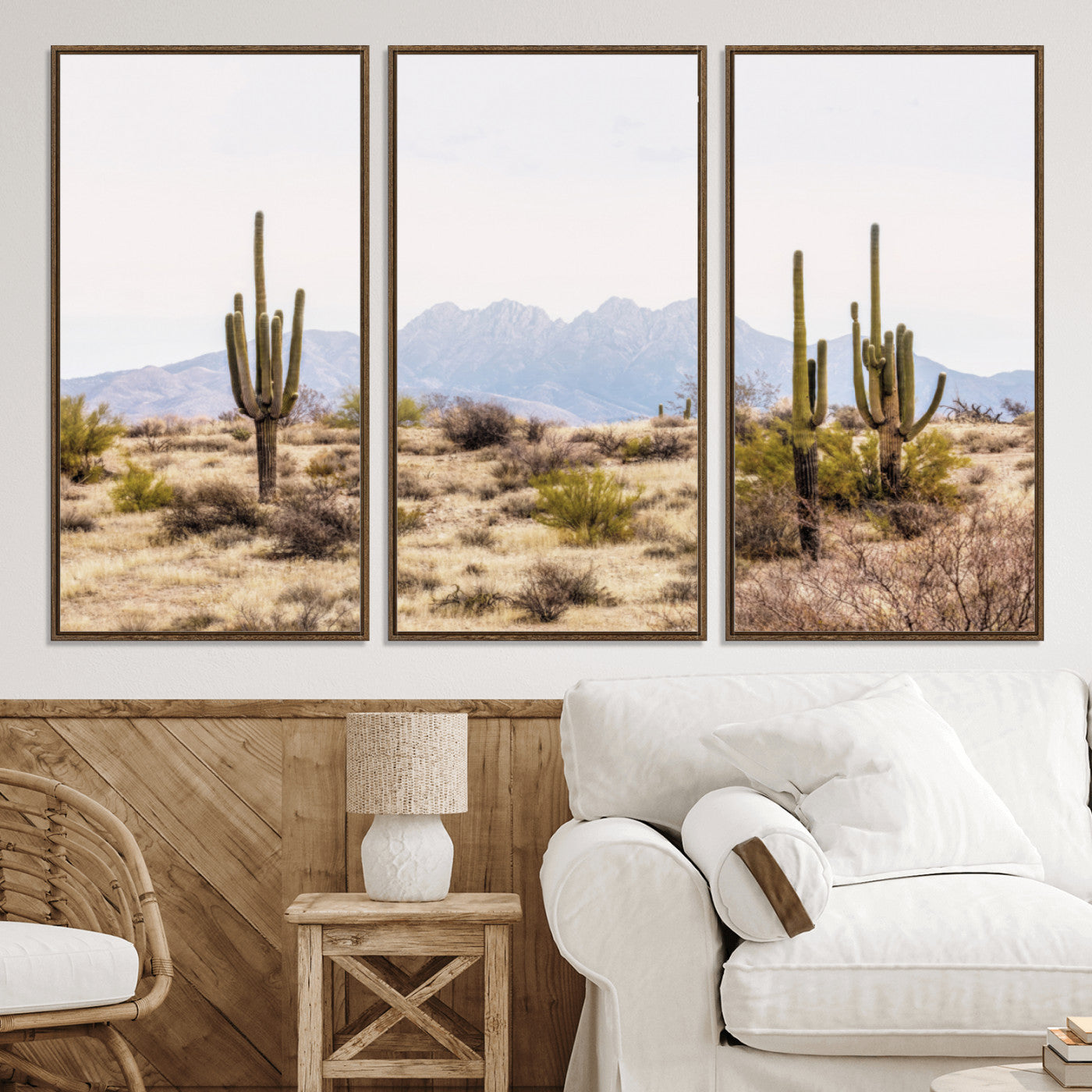 97436-MGV-CV-36X24-Arizona Desert Wall Art Print | Arizona Desert Canvas Print with Saguaro Cacti | Southwestern Landscape Wall Art | Framed Farmhouse Decor