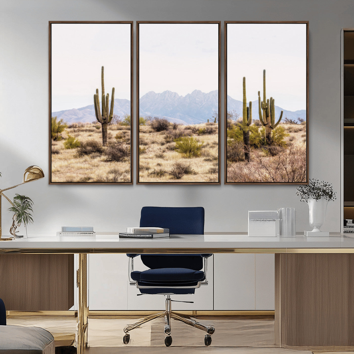 MGV-FC-48X32-3P - Arizona Desert Wall Art Print | Arizona Desert Canvas Print with Saguaro Cacti | Southwestern