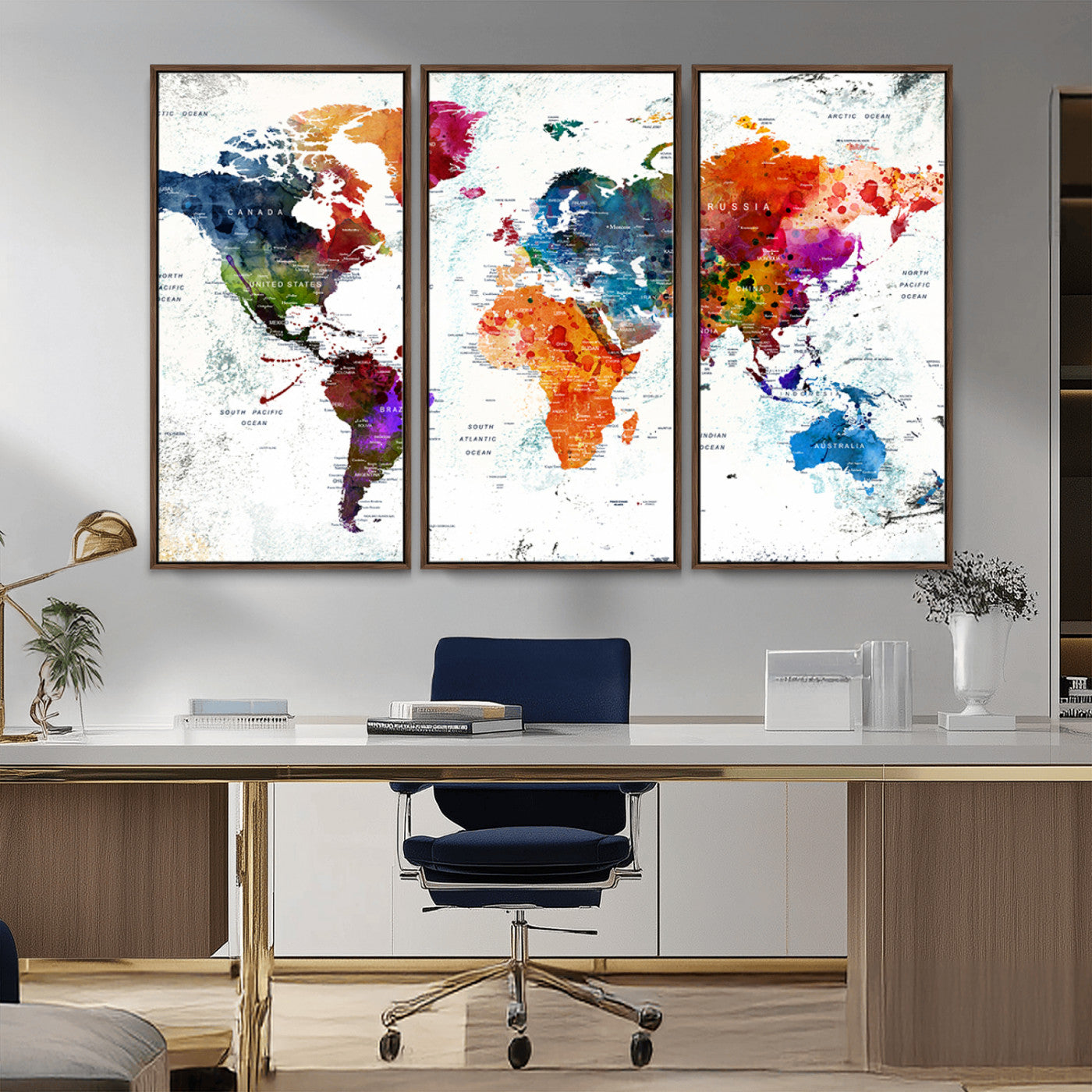 MGV-FC-48X32-3P - Push Pin World Map Canvas Print – Framed Wall Art for Couples to Track Their Travels – Anniversary