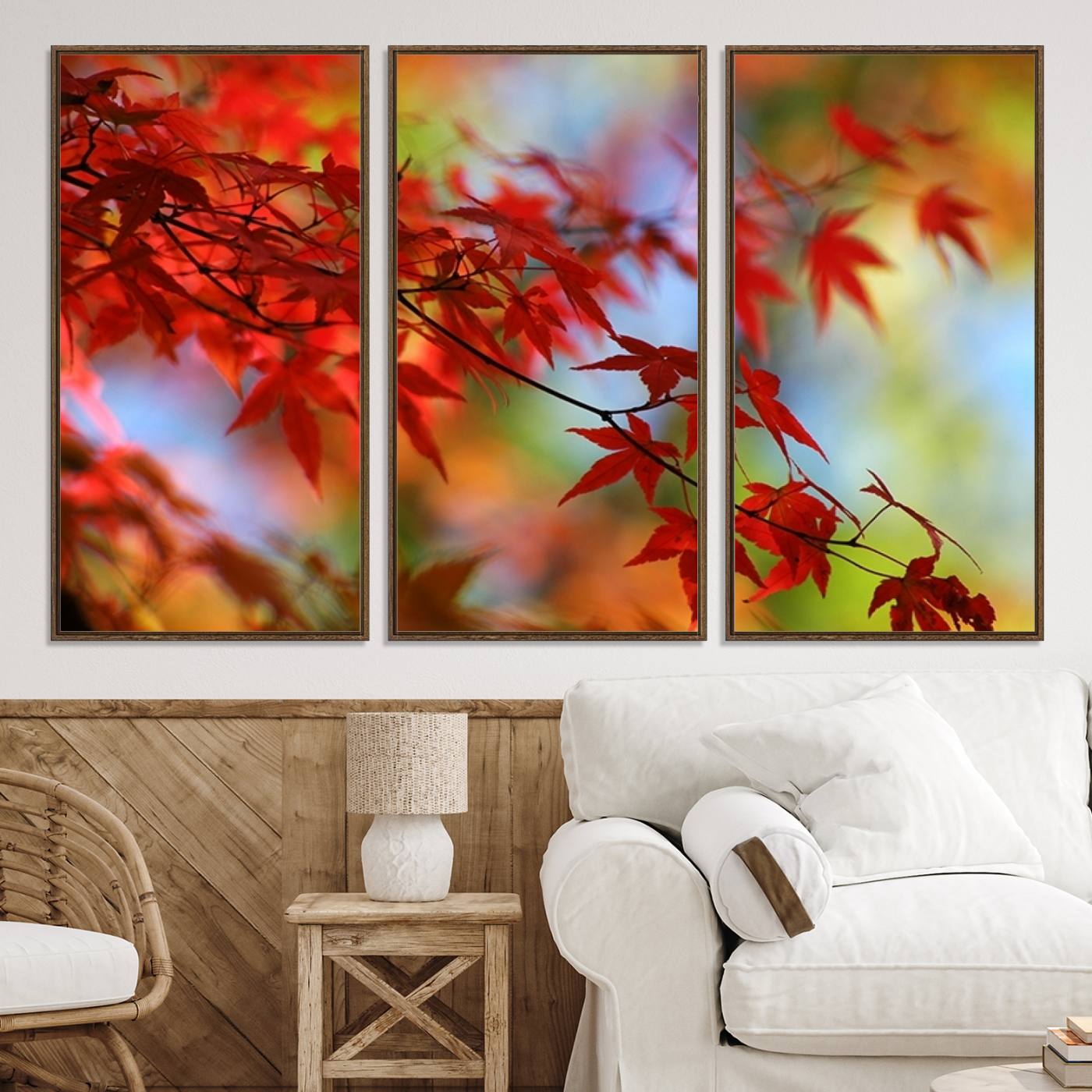 68946-MGV-CV-36X24-Red Leaves Autumn Forest Wall Art Canvas, Red Leaves Autumn Forest Canvas Print