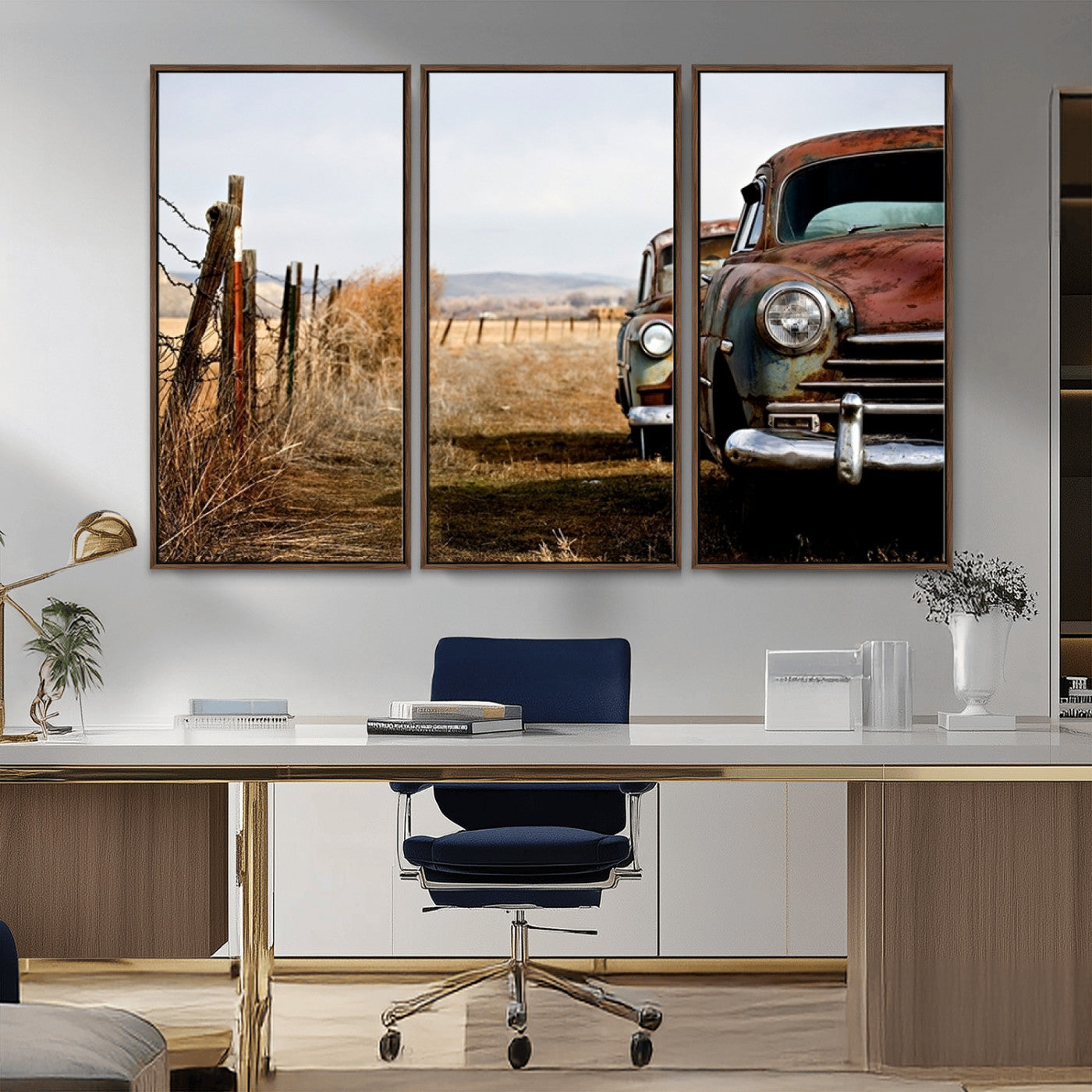 33308-MGV-FC-48X32-3P_Walnut-Classic Cars Vintage Wall Art Canvas Print