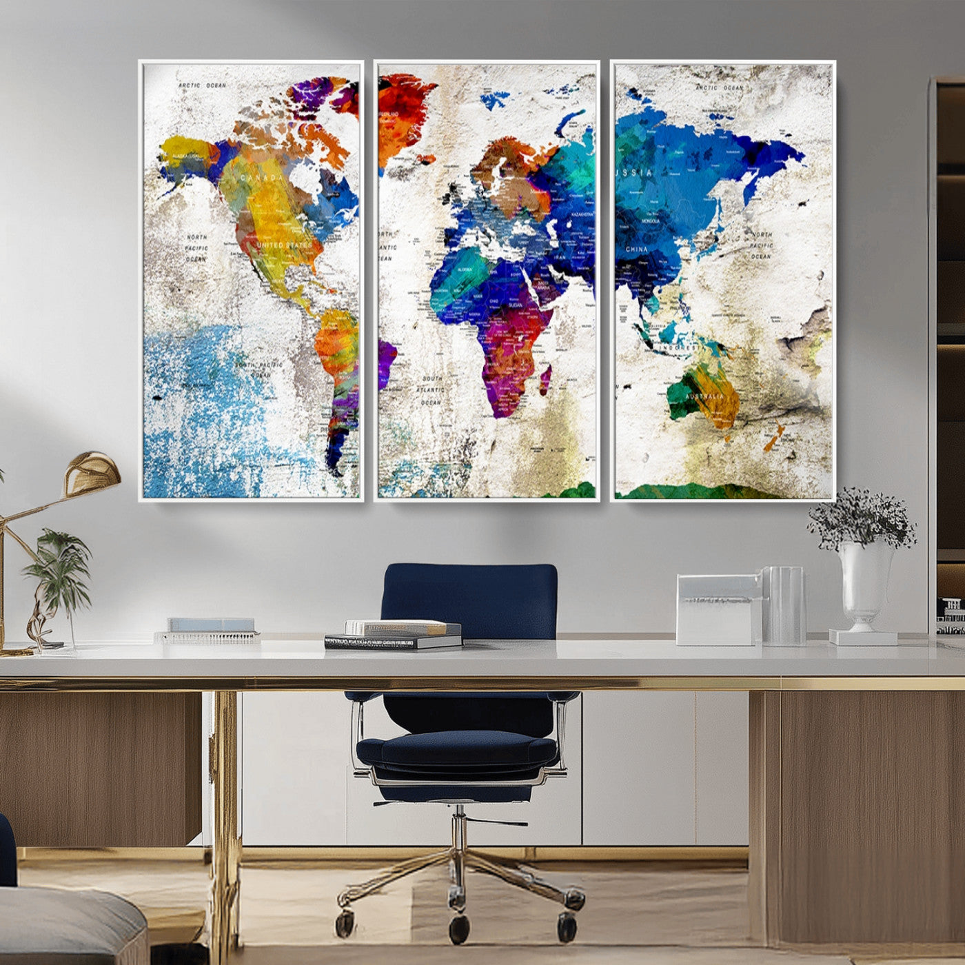 MGV-FC-48X32-3P - Push Pin World Map Canvas Print – Framed Wall Art for Couples to Track Their Travels – Anniversary