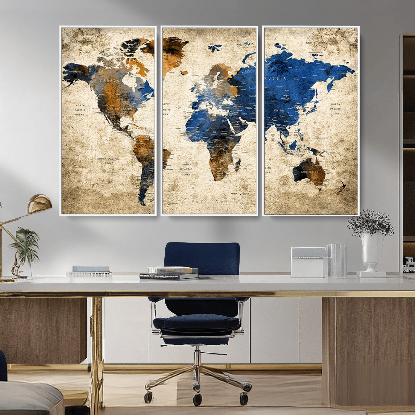 MGV-FC-48X32-3P - Push Pin World Map Canvas Print – Framed Wall Art for Couples to Track Their Travels – Anniversary