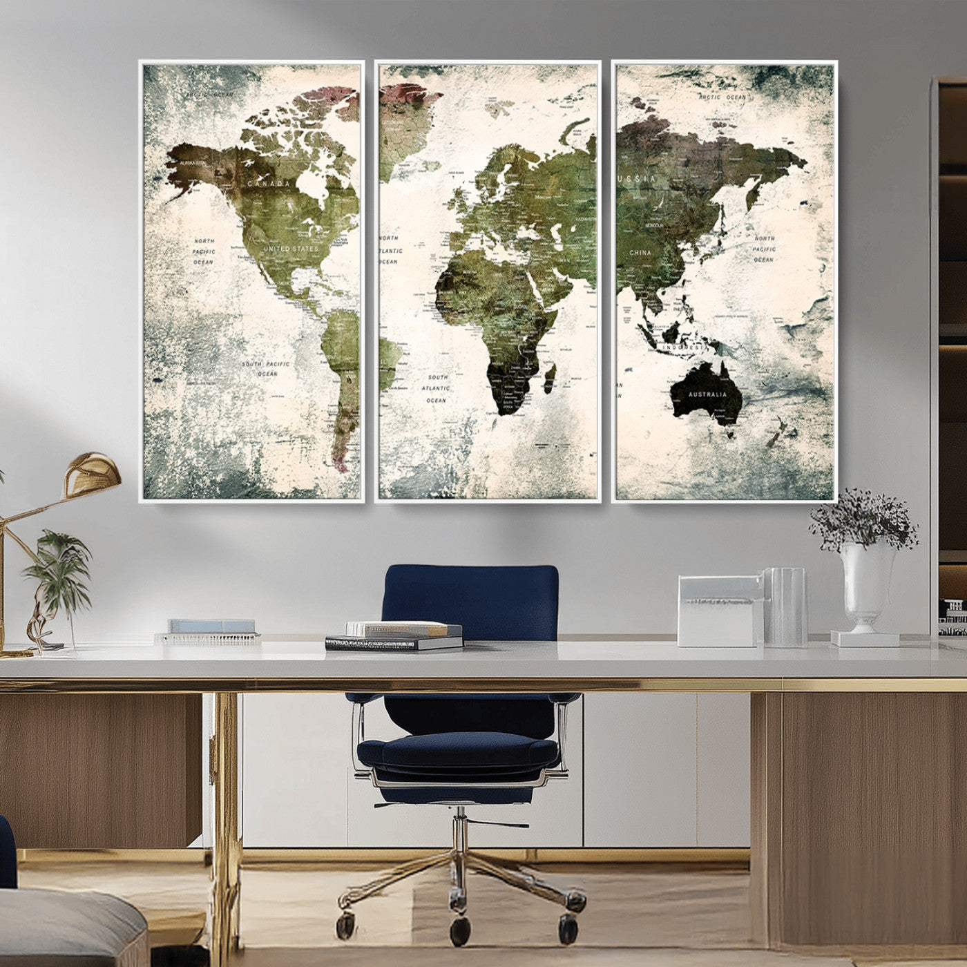 MGV-FC-48X32-3P - Push Pin World Map Canvas Print – Framed Wall Art for Couples to Track Their Travels – Anniversary