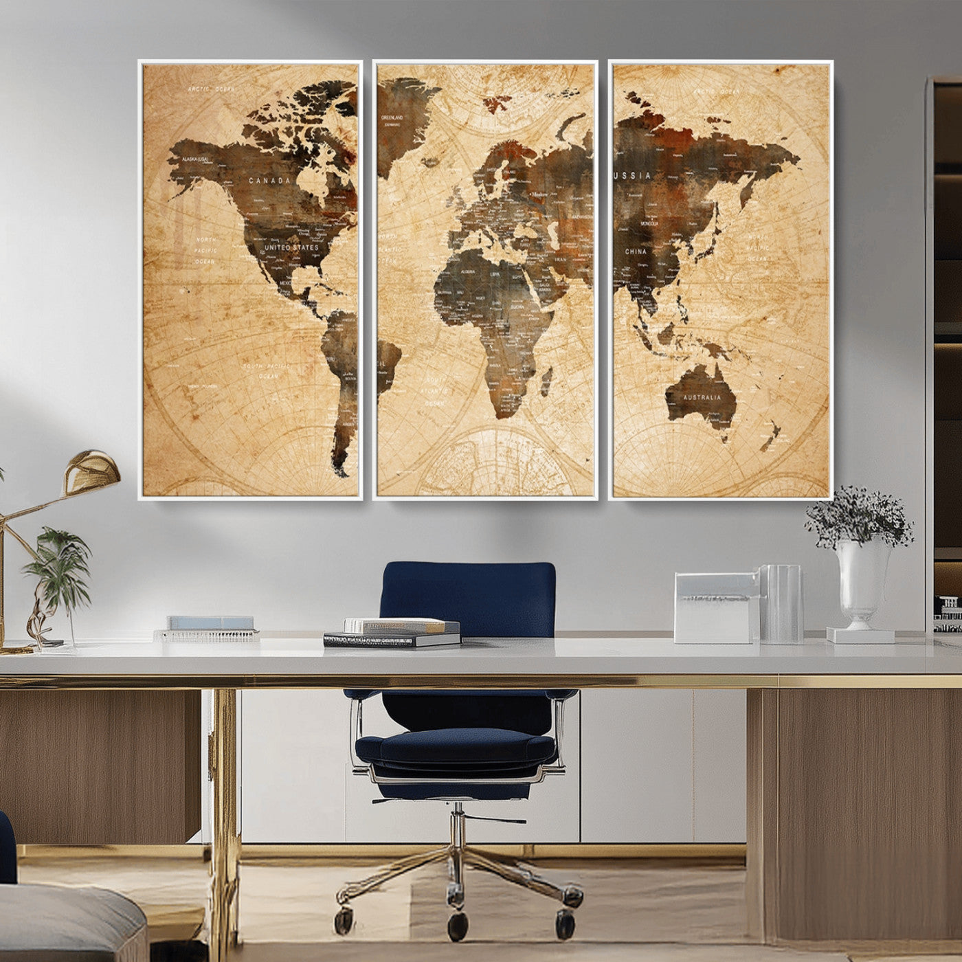 MGV-FC-48X32-3P - Push Pin World Map Canvas Print – Framed Wall Art for Couples to Track Their Travels – Anniversary