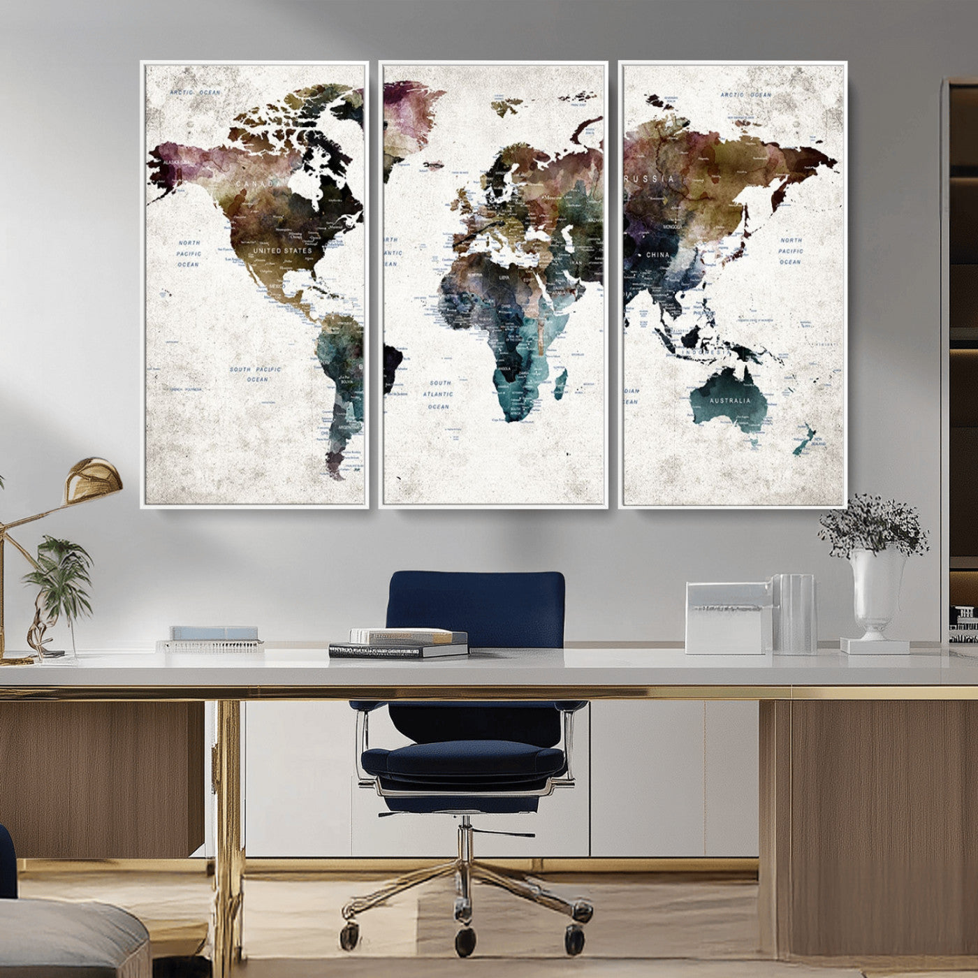 MGV-FC-48X32-3P - Push Pin World Map Canvas Print – Framed Wall Art for Couples to Track Their Travels – Anniversary