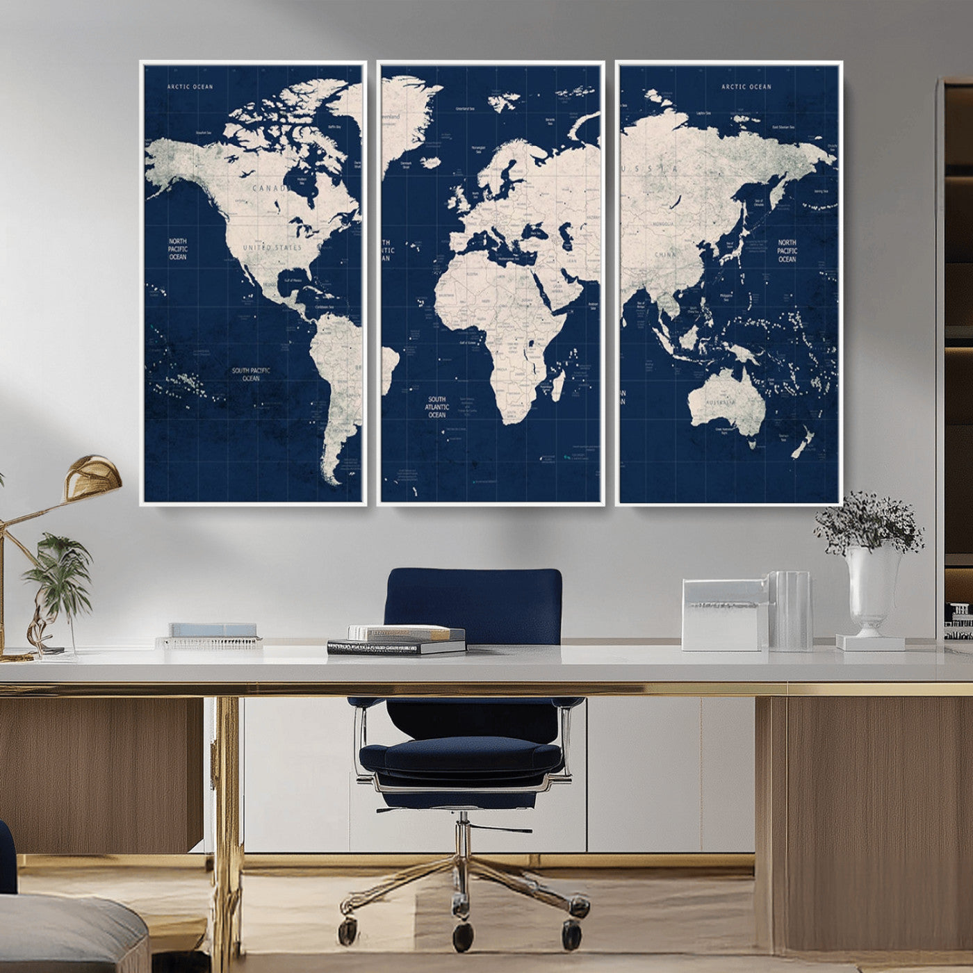 17866-MGV-CV-36X24-Push Pin World Map Canvas Print – Framed Wall Art for Couples to Track Their Travels – Anniversary