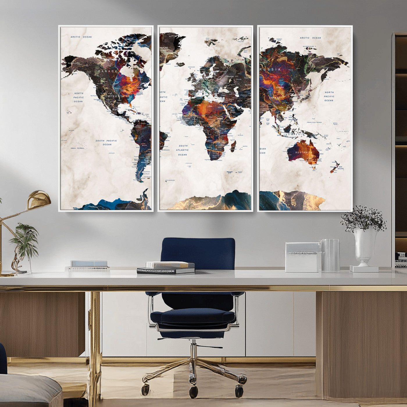 MGV-FC-48X32-3P - Push Pin World Map Canvas Print – Framed Wall Art for Couples to Track Their Travels – Anniversary