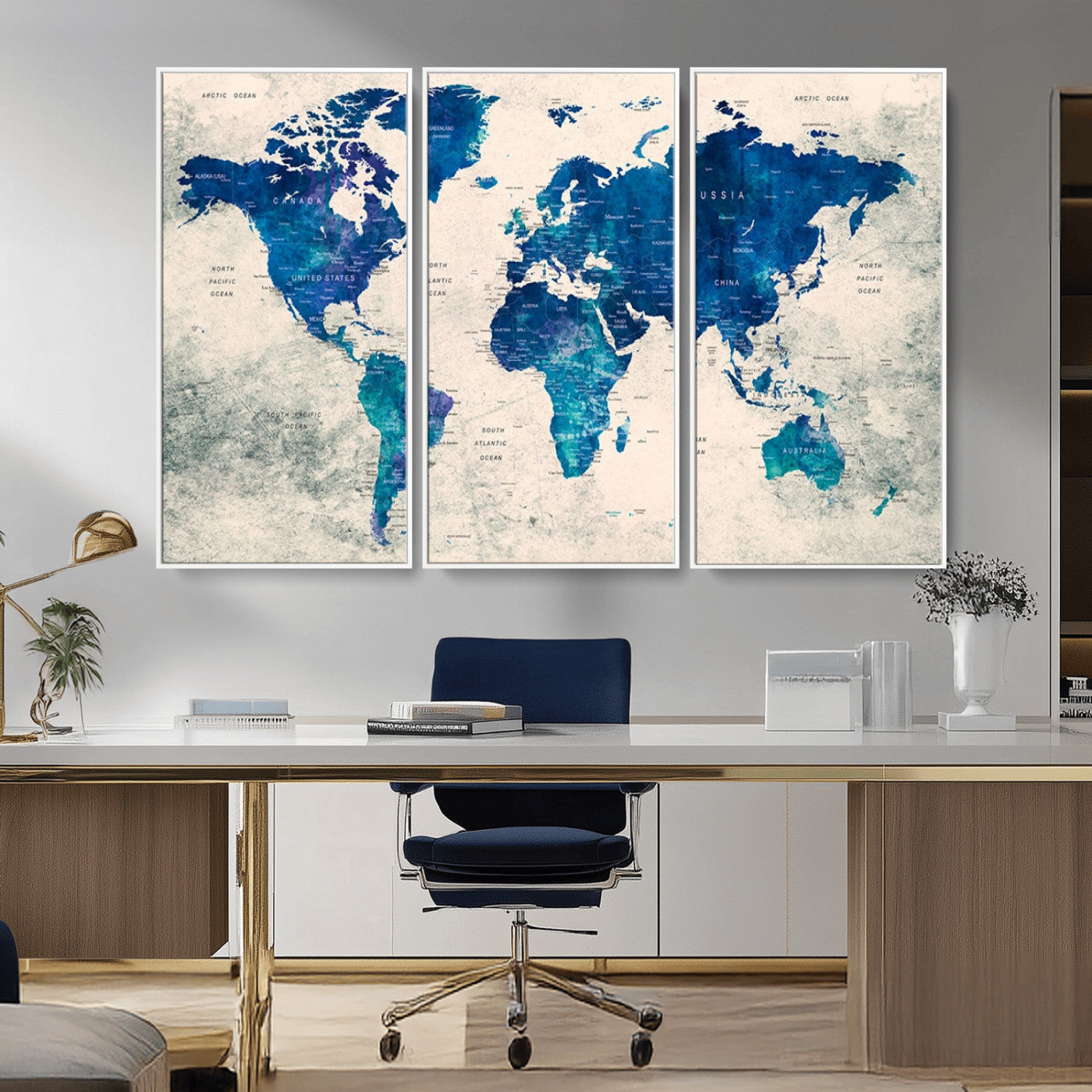 MGV-FC-48X32-3P - Push Pin World Map Canvas Print – Framed Wall Art for Couples to Track Their Travels – Anniversary