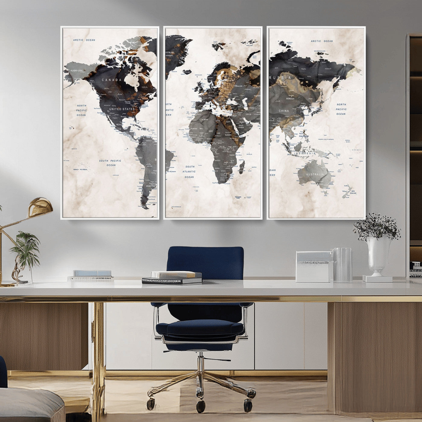 MGV-FC-48X32-3P - Push Pin World Map Canvas Print – Framed Wall Art for Couples to Track Their Travels – Anniversary