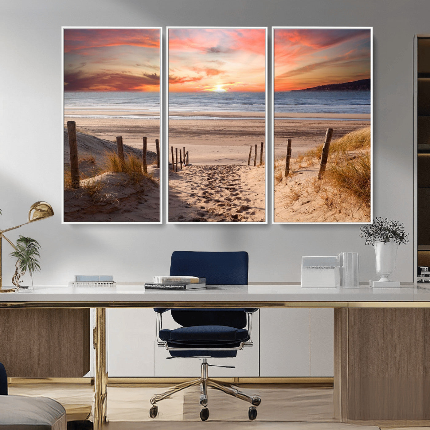 MGV-FC-48X32-3P - Sunset on the Sea Wall Art Canvas Print