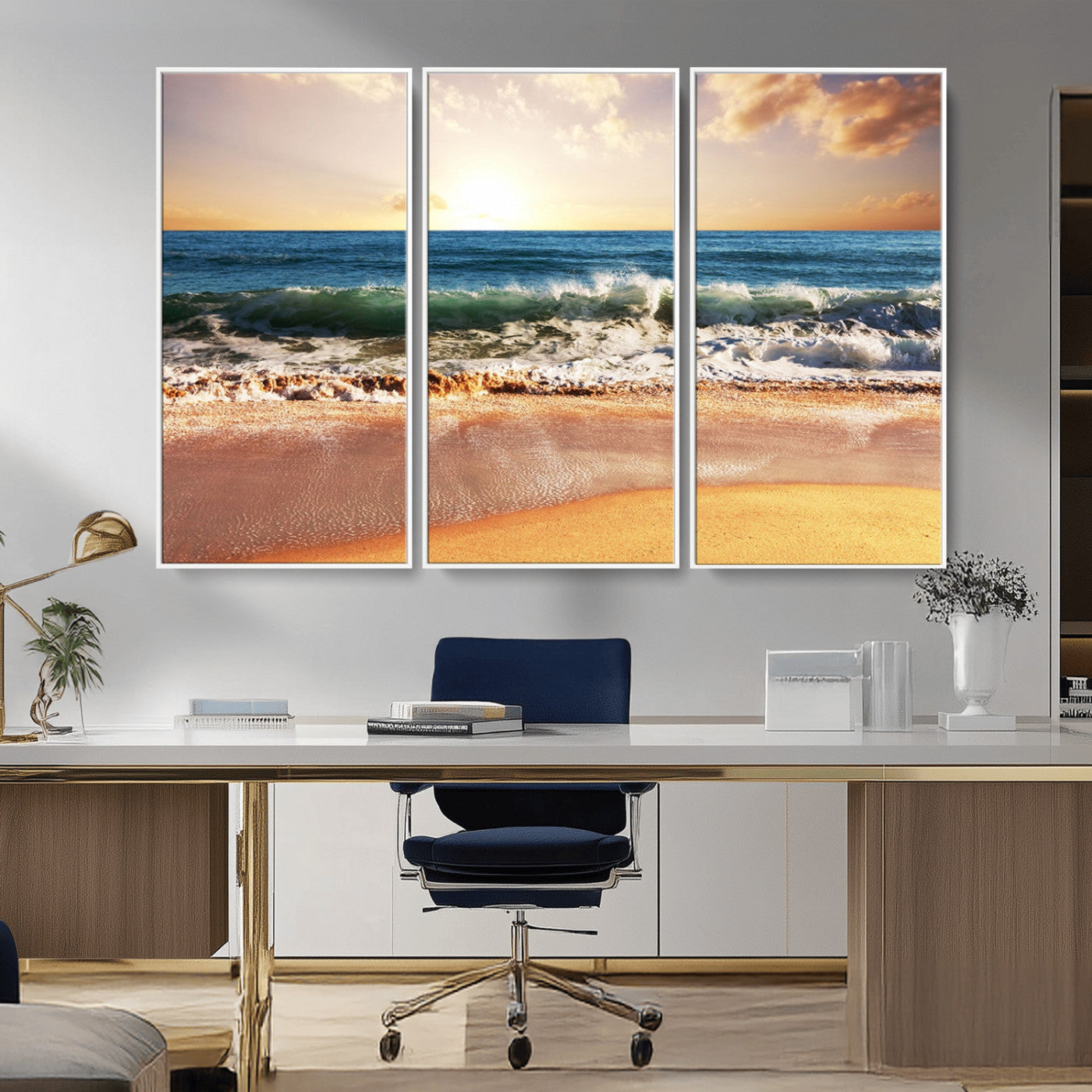 MGV-FC-48X32-3P - Serene Beach Path Canvas Art, Giclee Canvas Print with Gallery Wrap, Coastal Sand Dunes Wall Art Featuring Canon Print Quality
