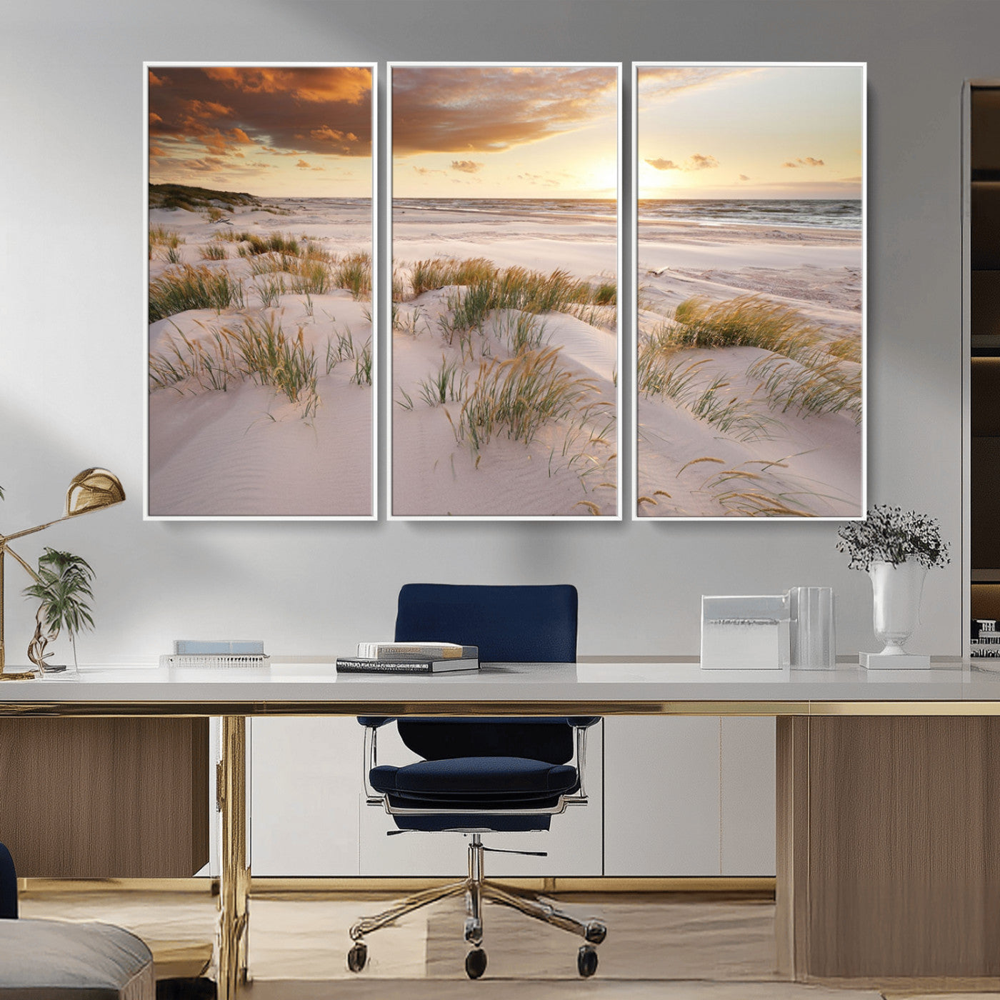 MGV-FC-48X32-3P - Flight Over Coastal Beach Landscape, Flight Over Coastal Beach Print Canvas Wall Art