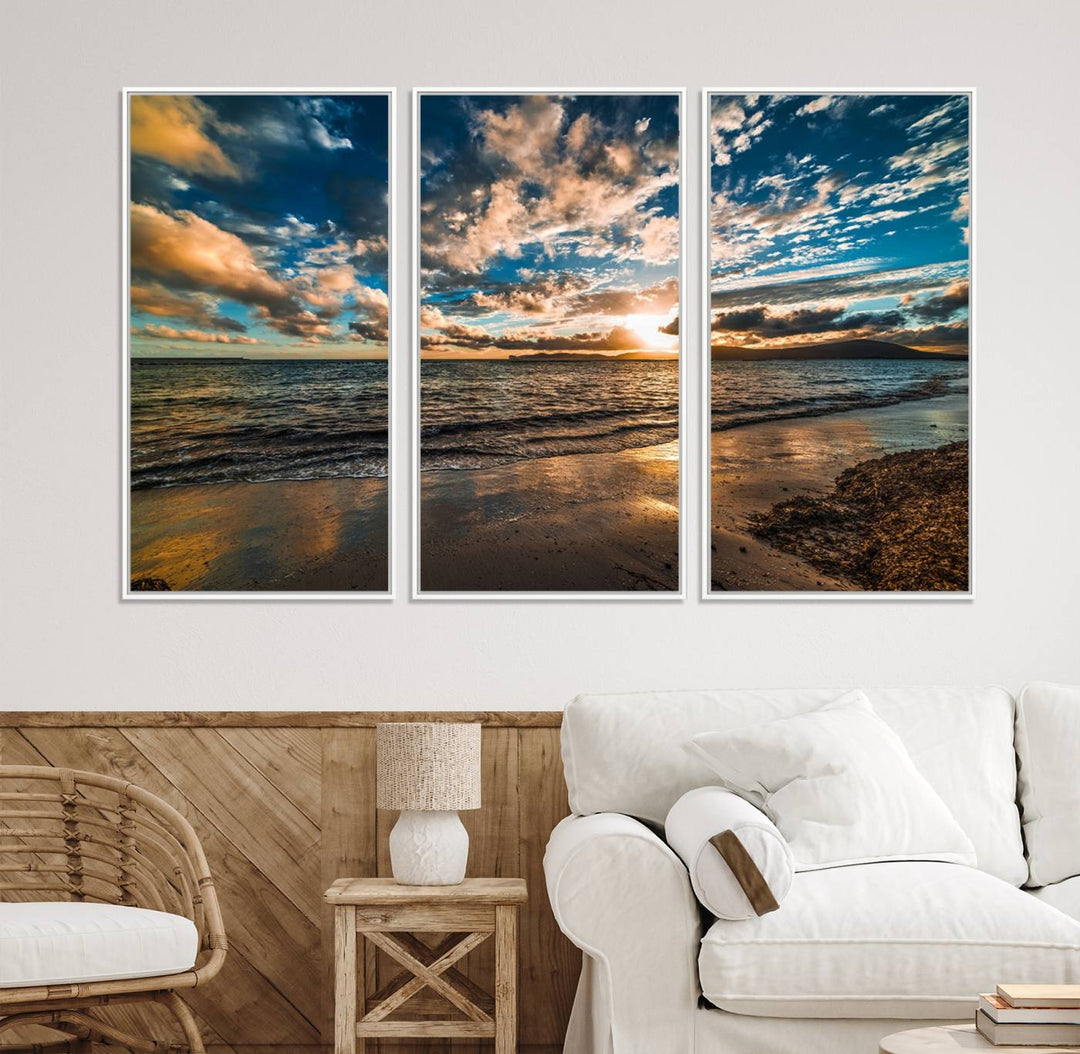 Beach Wall Art - Ocean Sunset Canvas.