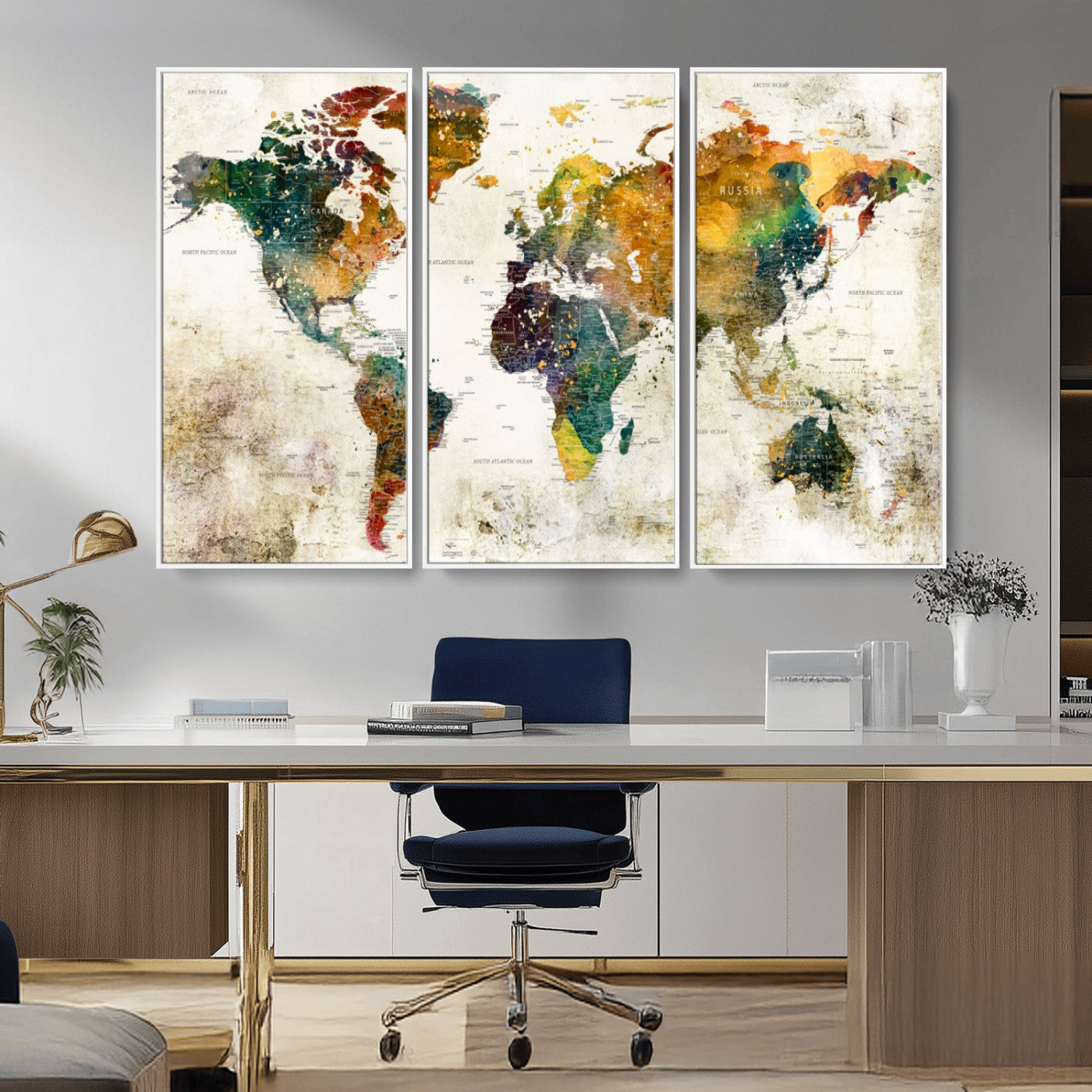 MGV-FC-48X32-3P - Push Pin World Map Canvas Print – Framed Wall Art for Couples to Track Their Travels – Anniversary