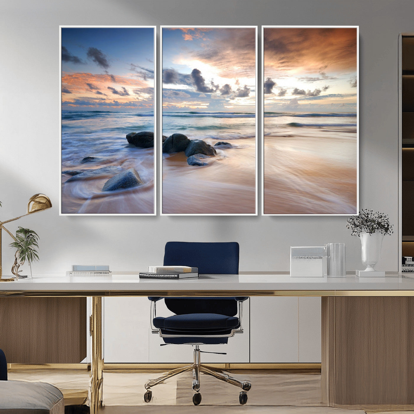 MGV-FC-48X32-3P - Serene Weather On The Beach Wall Art Canvas Print