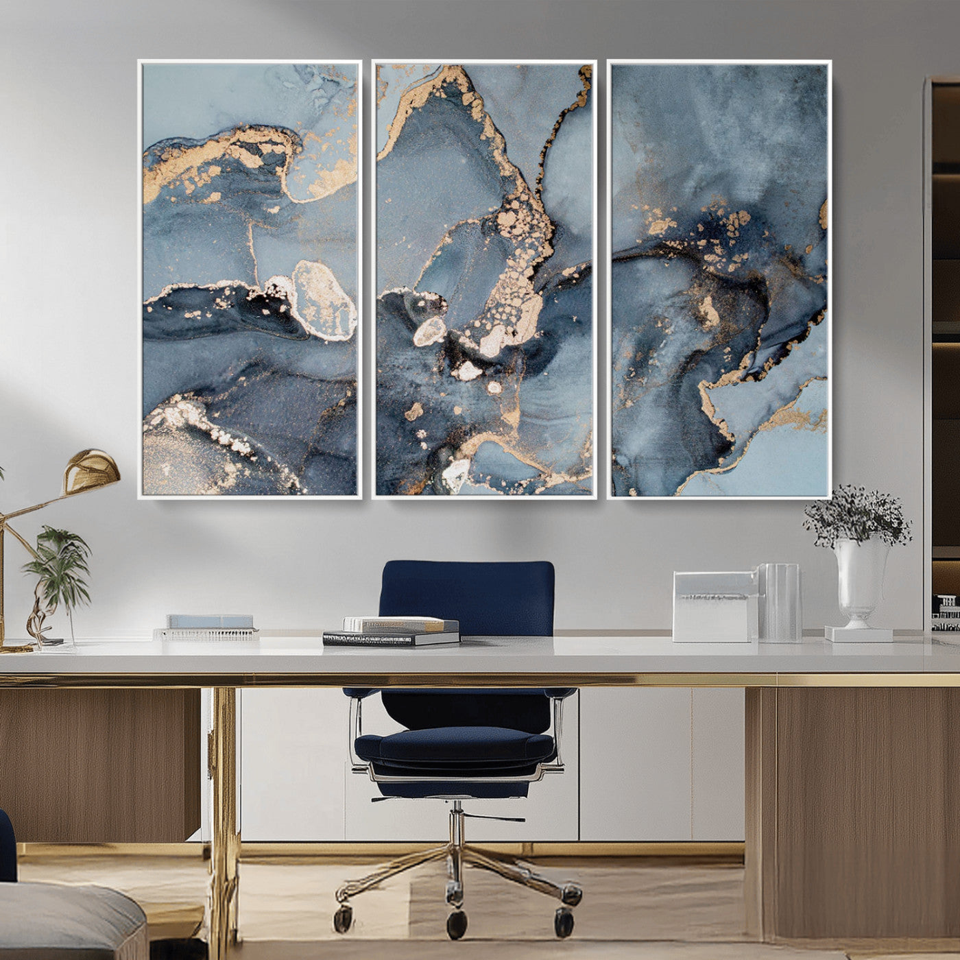 MGV-FC-48X32-3P - Multipanel Marble Fluid Effect Wall Art Abstract Canvas Wall Art Print