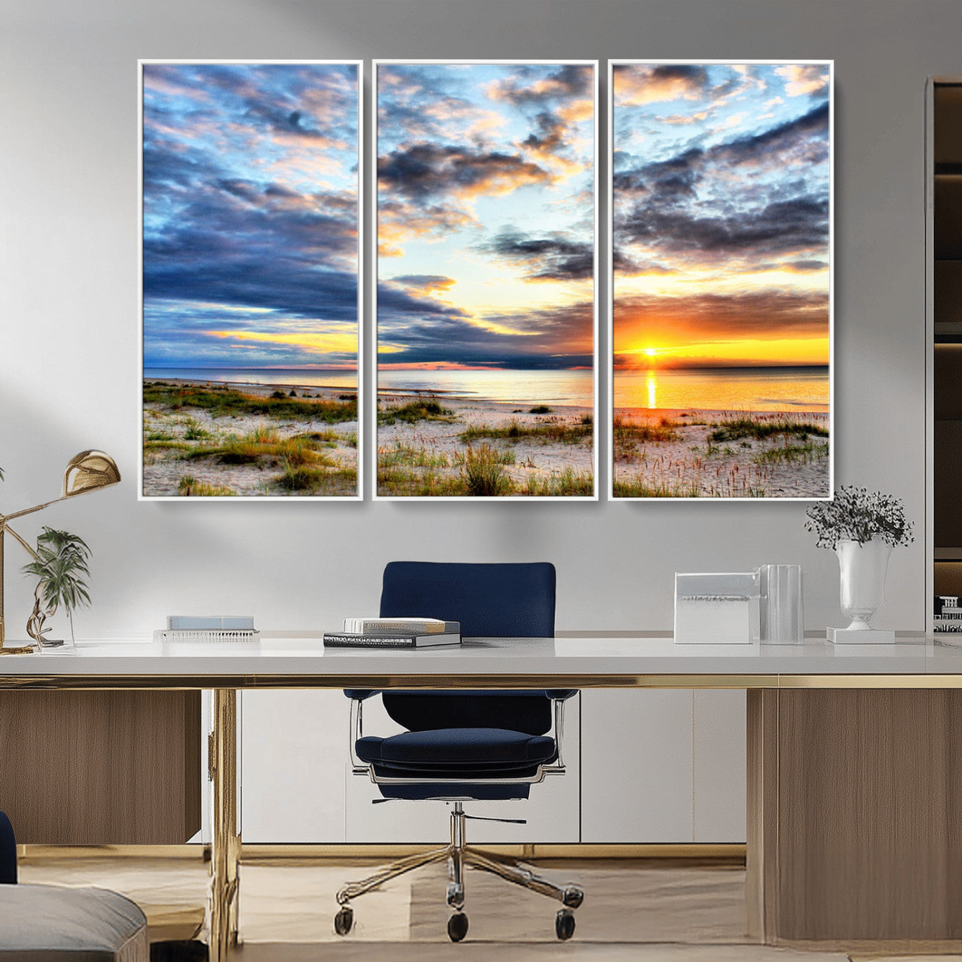 MGV-FC-48X32-3P - Sunset On The Ocean Wall Art Canvas Print