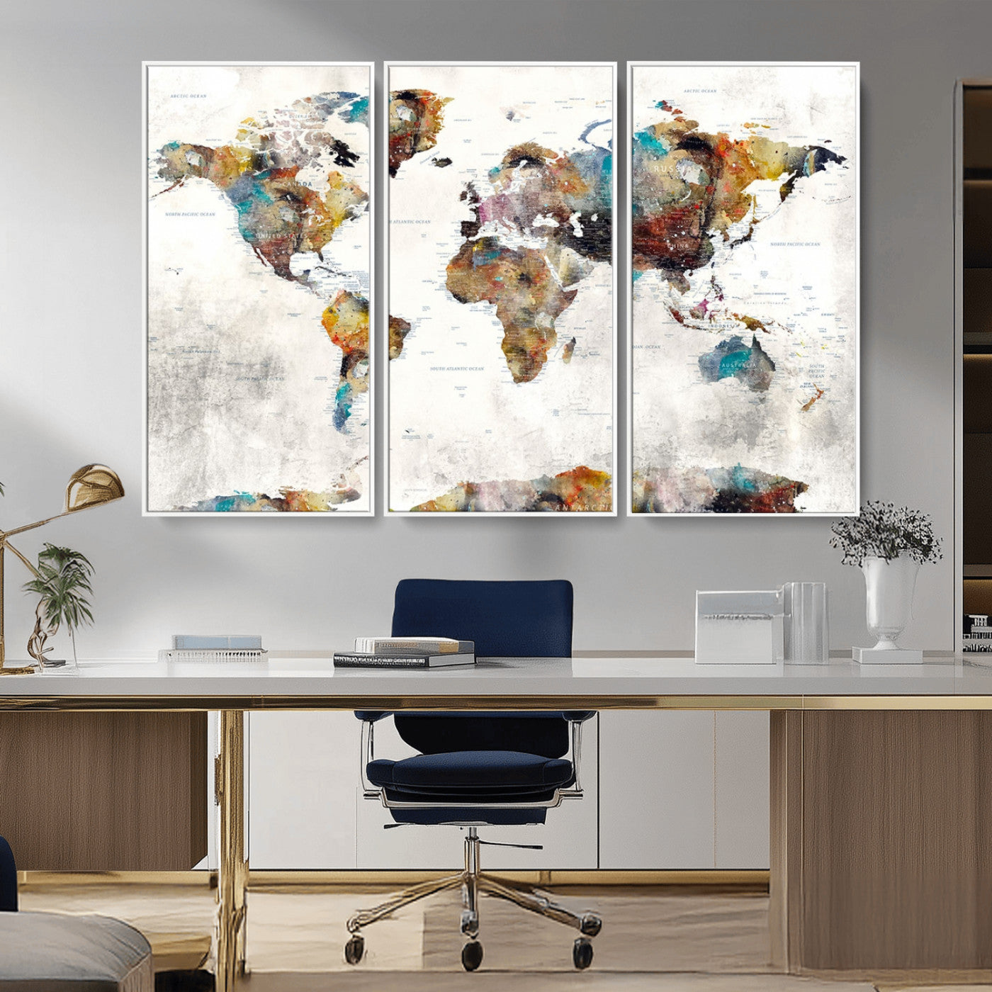 MGV-FC-48X32-3P - Push Pin World Map Canvas Print – Framed Wall Art for Couples to Track Their Travels – Anniversary