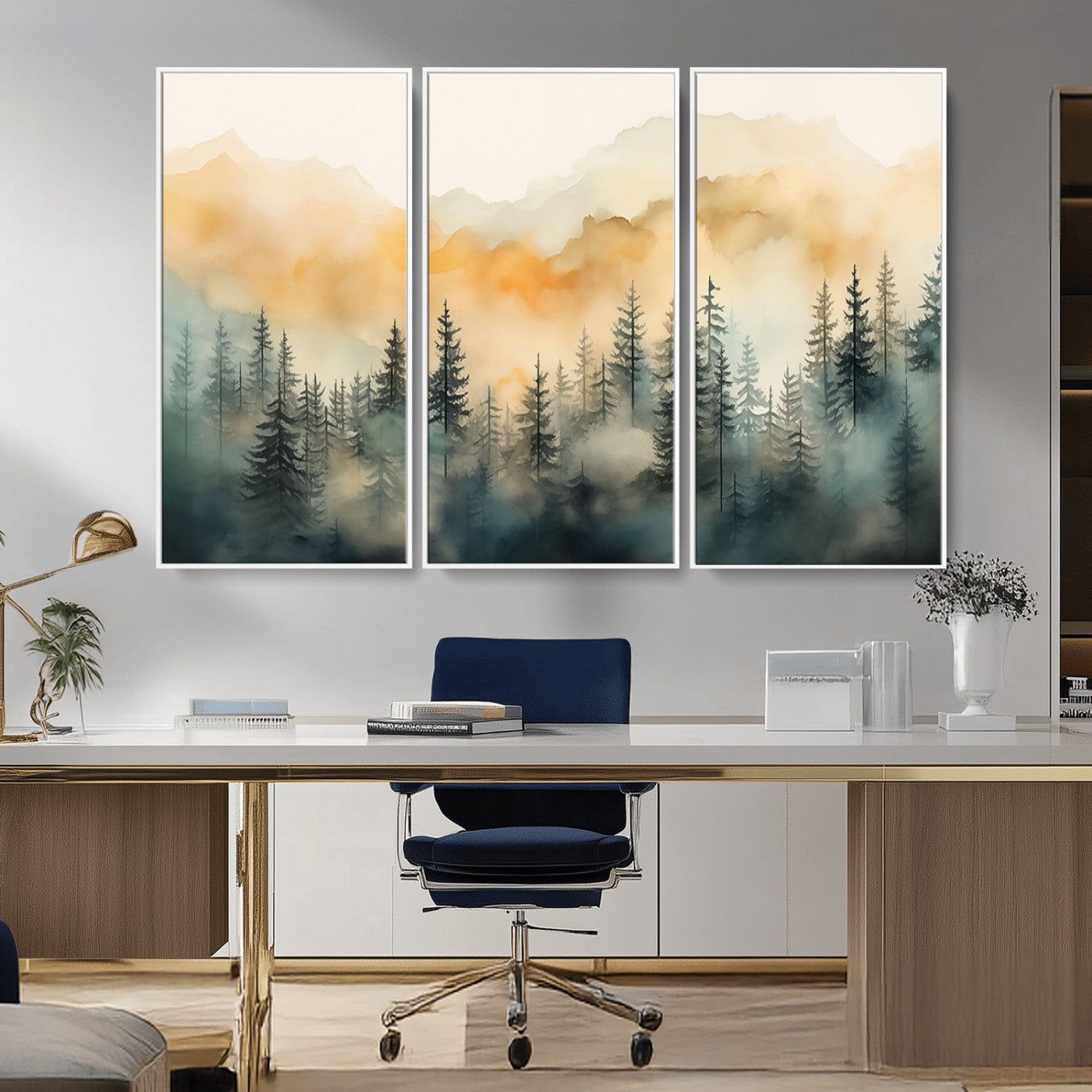 34155-MGV-CV-36X24-Abstract Forest Print - Mountain Wall Art | Autumn Landscape Canvas Print for Living Room, Bedroom, or Office | Large Wall Art Decor