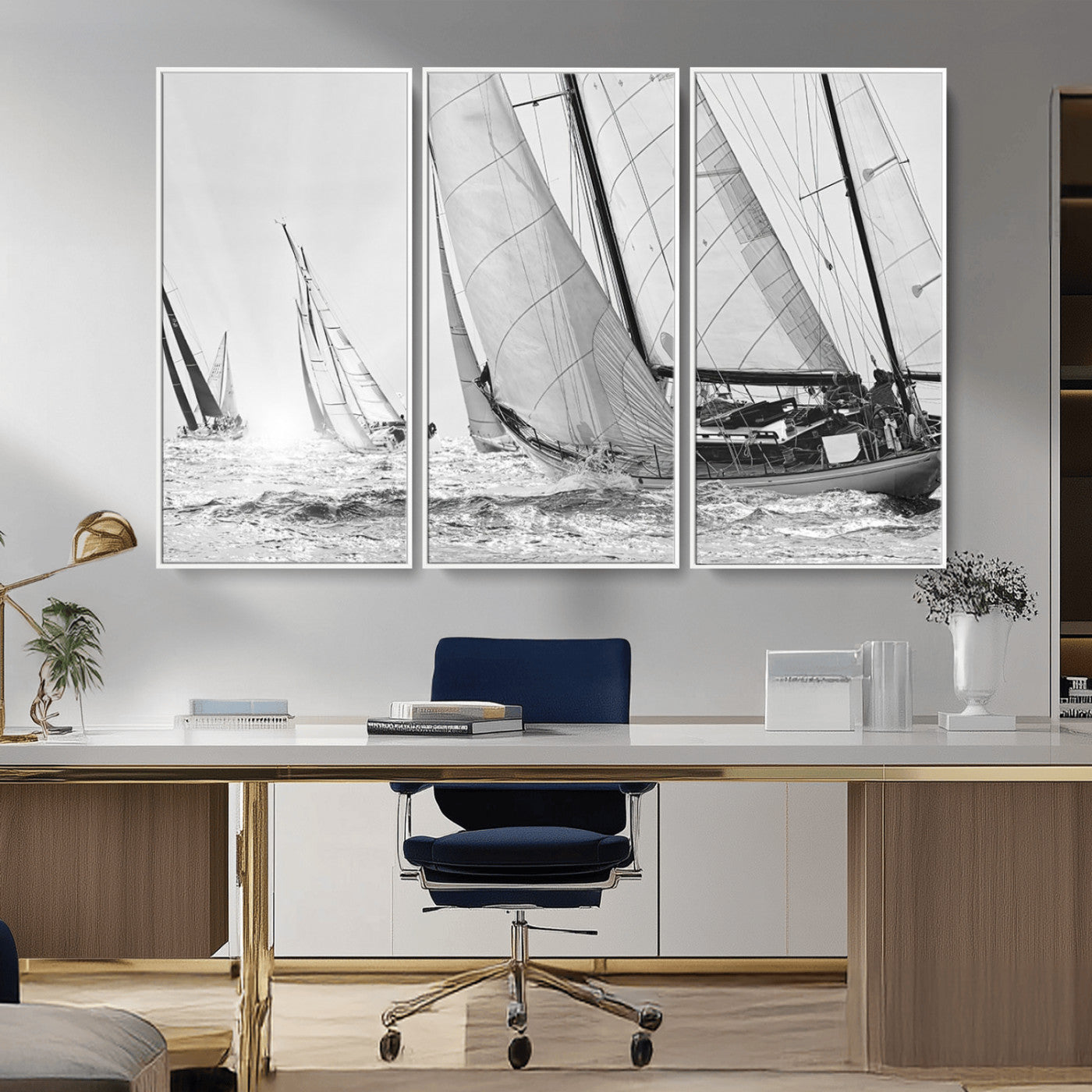 MGV-FC-48X32-3P - Yacht Sailboat Regatta Canvas Wall Art Canvas Print