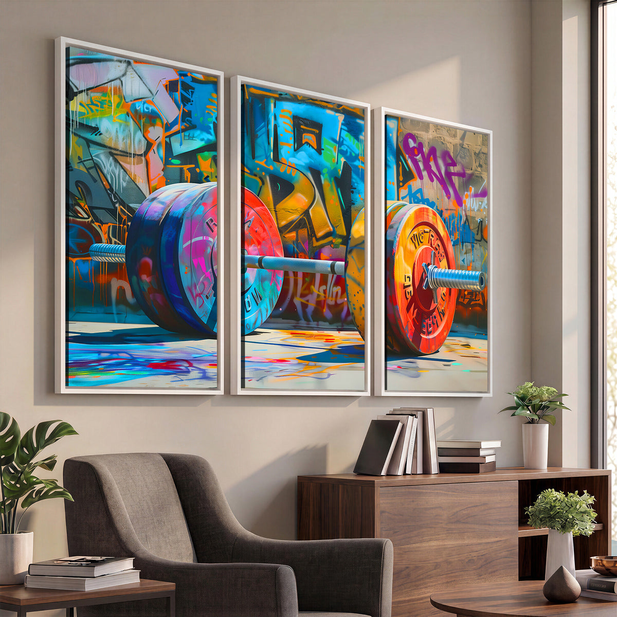 70871-MGV-CV-36X24 - Fitness Gym Barbell Graffiti Wall Art Canvas Print