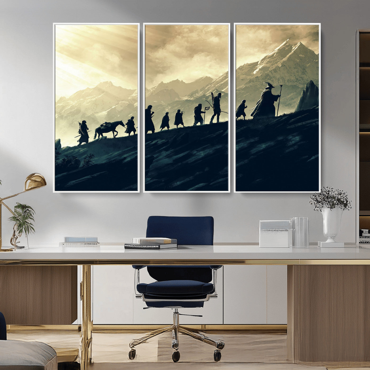 41574-MGV-CV-36X24-Lord of the Rings Silhouette Wall Art Capturing the Epic Quest Through Middle-Earth - The