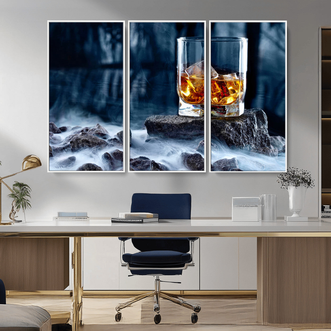 MGV-FC-48X32-3P - Whiskey Ice Wall Art Canvas Print