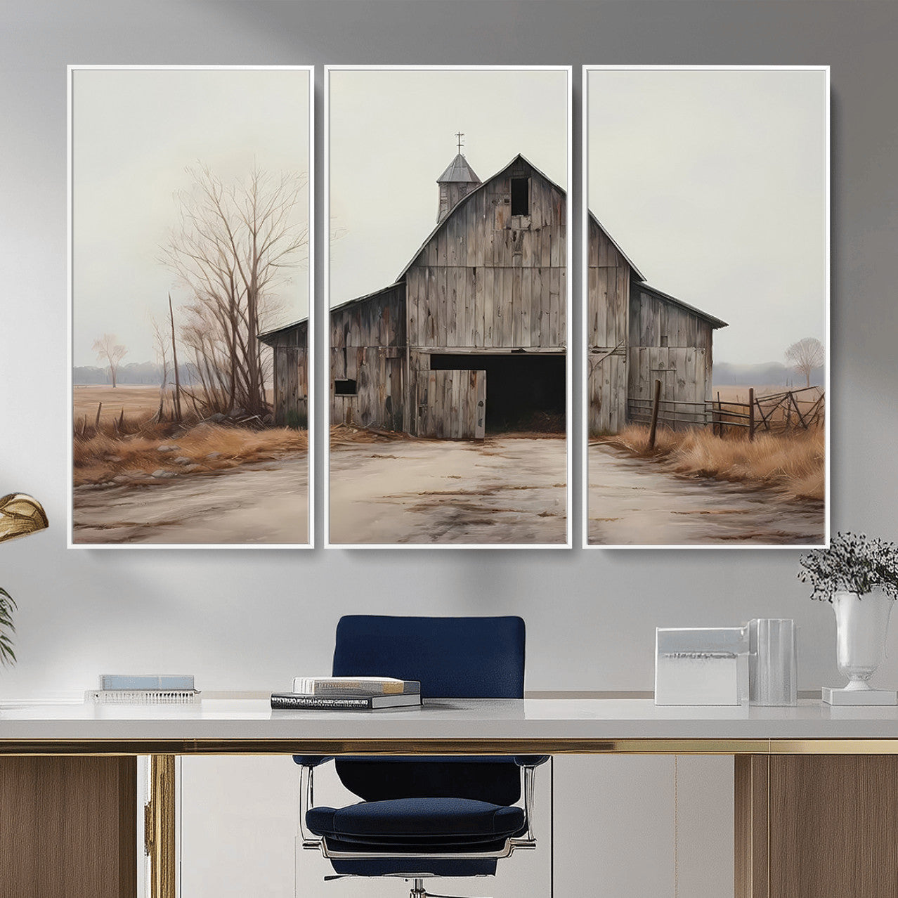 11602-MGV-CV-36X24 - Farmhouse Rustic Barn Wall Art Canvas Print – Framed and Ready to Hang – Perfect Addition to