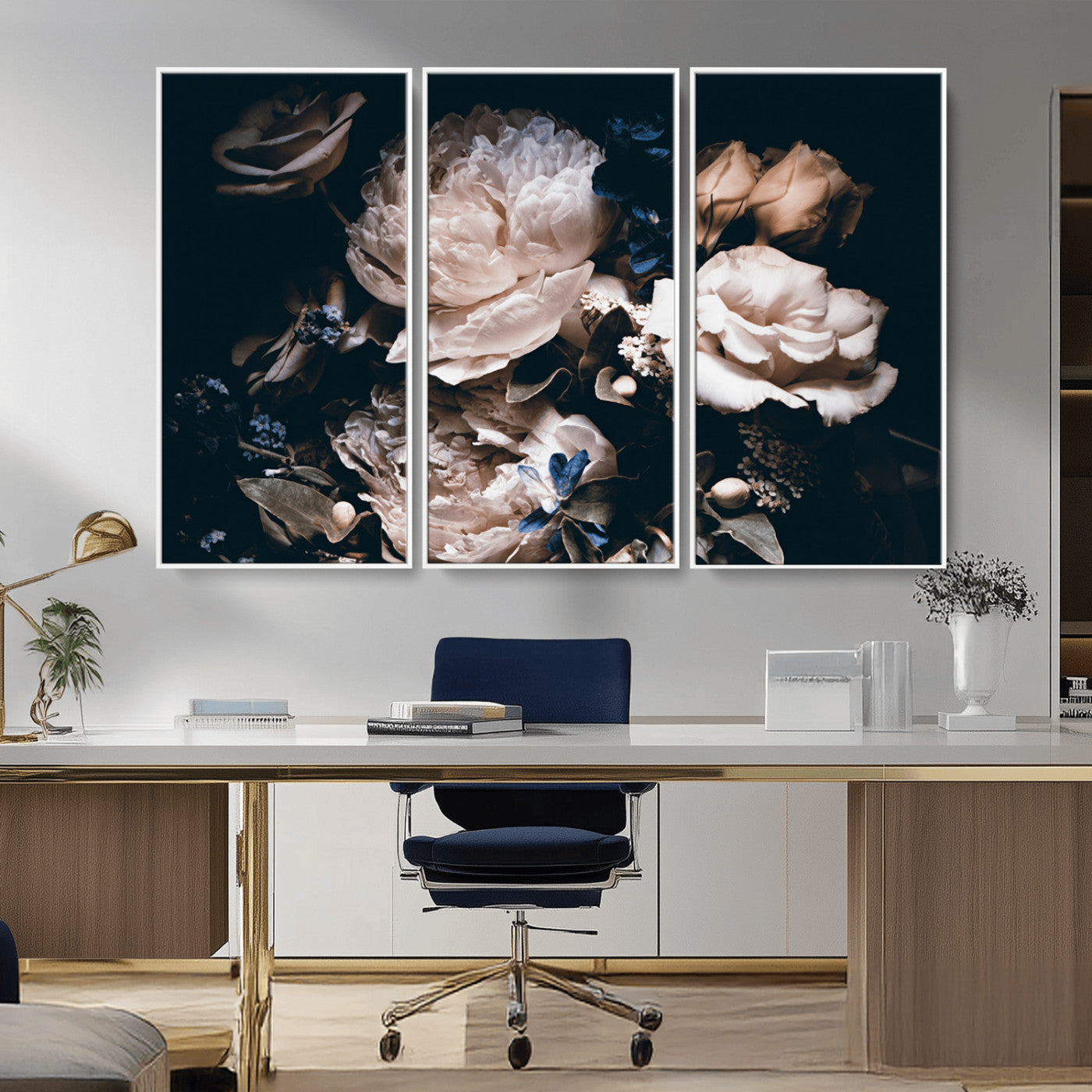 MGV-FC-48X32-3P - Pink Peonies Flowers Large Canvas Art Print