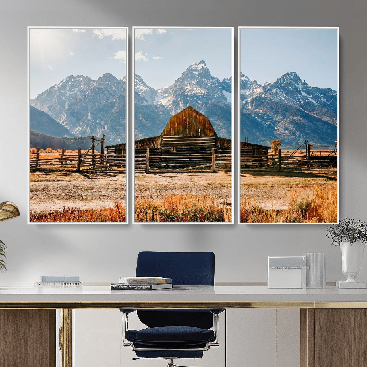 26513-MGV-CV-36X24 - Vintage Old Barn Field Wall Art Canvas Print for Farmhouse Decor - Rustic Barn Wall Art Canvas Print