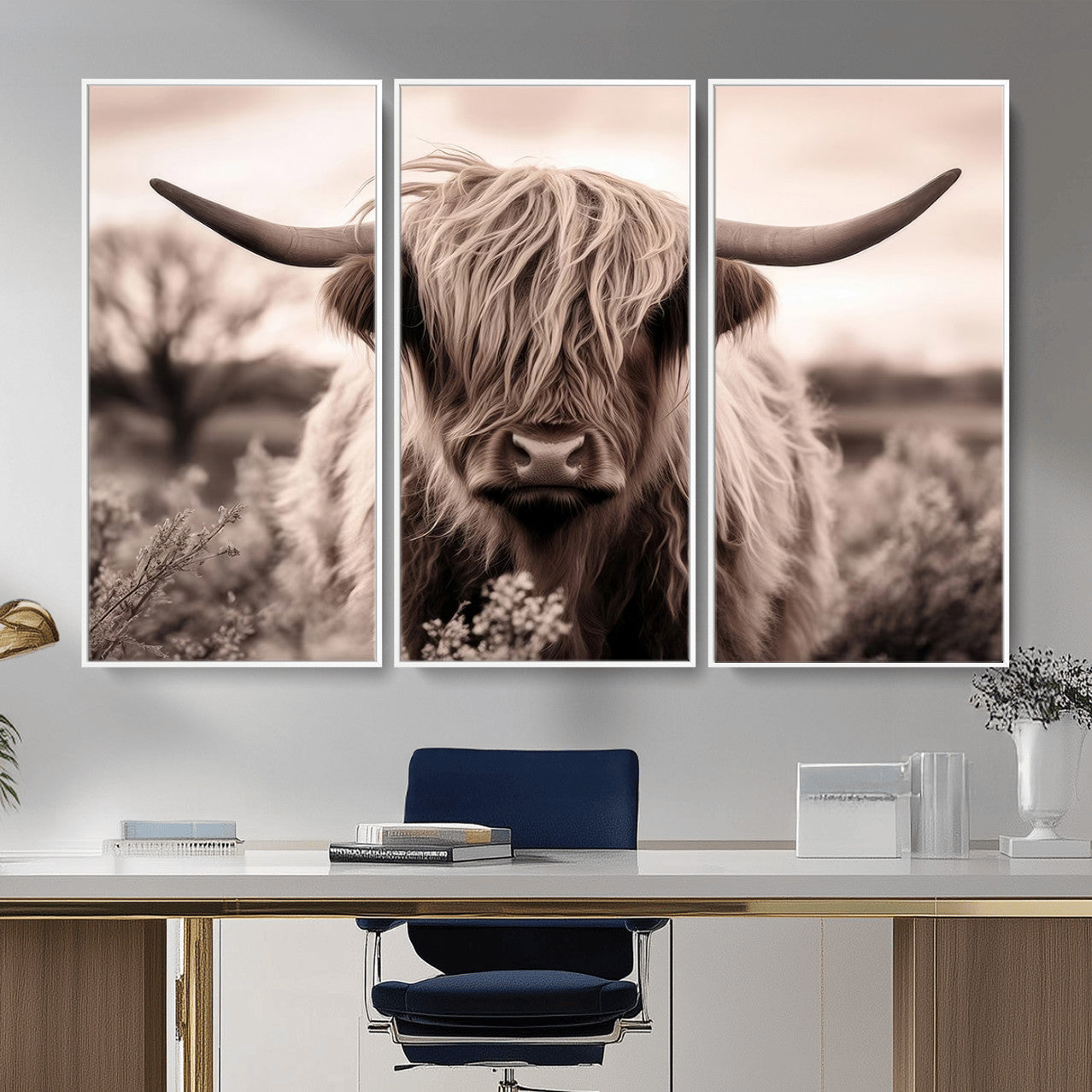55903-MGV-CV-36X24 - Scottish Cow Longhorn Wall Art Canvas Print