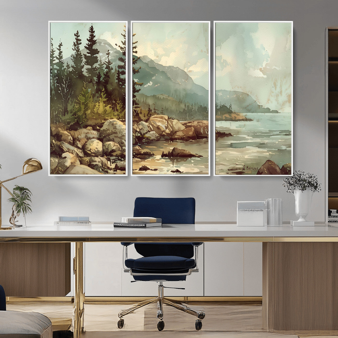 MGV-FC-48X32-3P - Abstract Acadia National Park Wall Art Canvas Print - Stunning 3-Panel Wall Art Canvas Print, Framed, Ready to Hang
