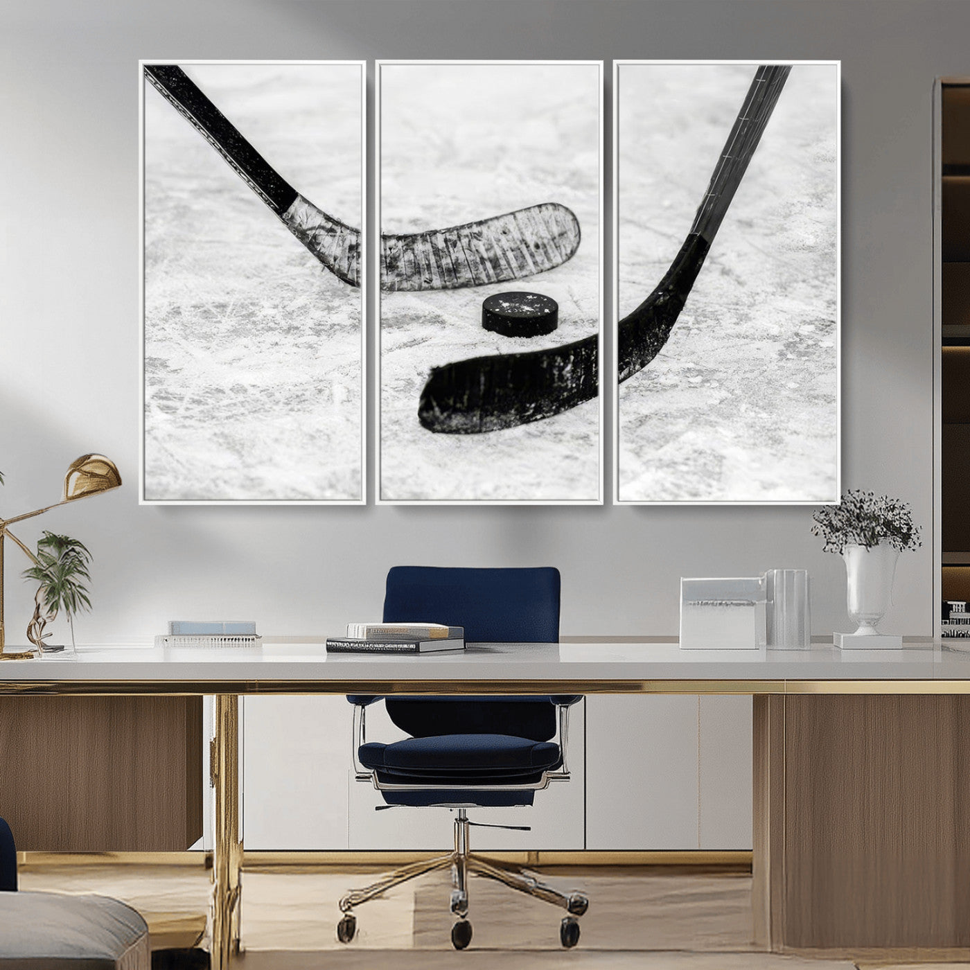 MGV-FC-48X32-3P - Winter Ice Hockey Sport Canvas Wall Art Print - Hockey Wall Art Print