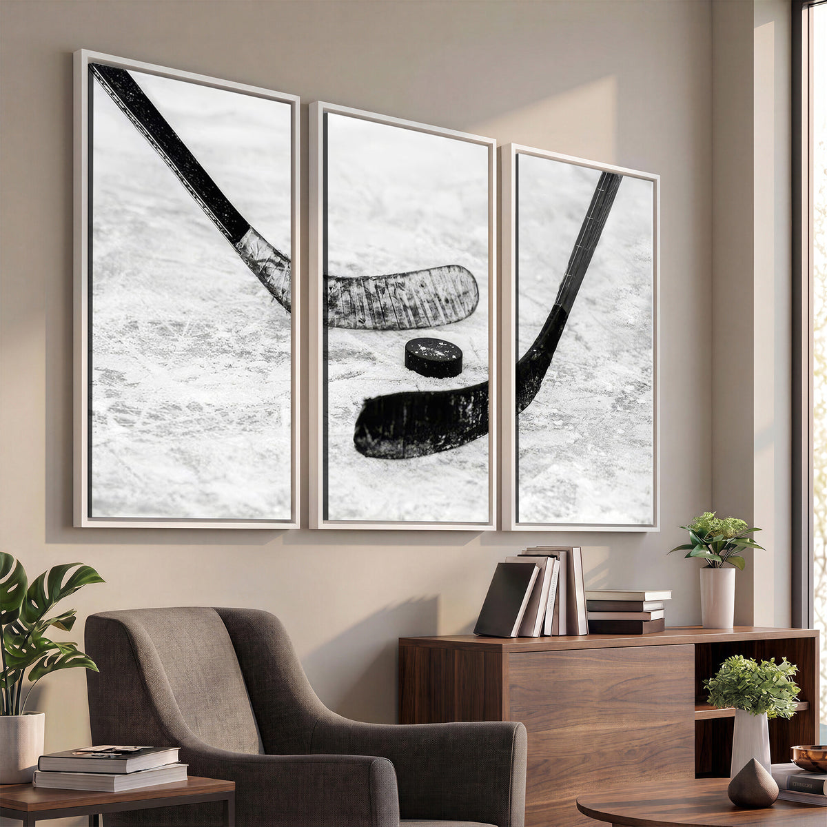 82900-MGV-CV-36X24 - Winter Ice Hockey Sport Canvas Wall Art Print, Hockey Wall Decor