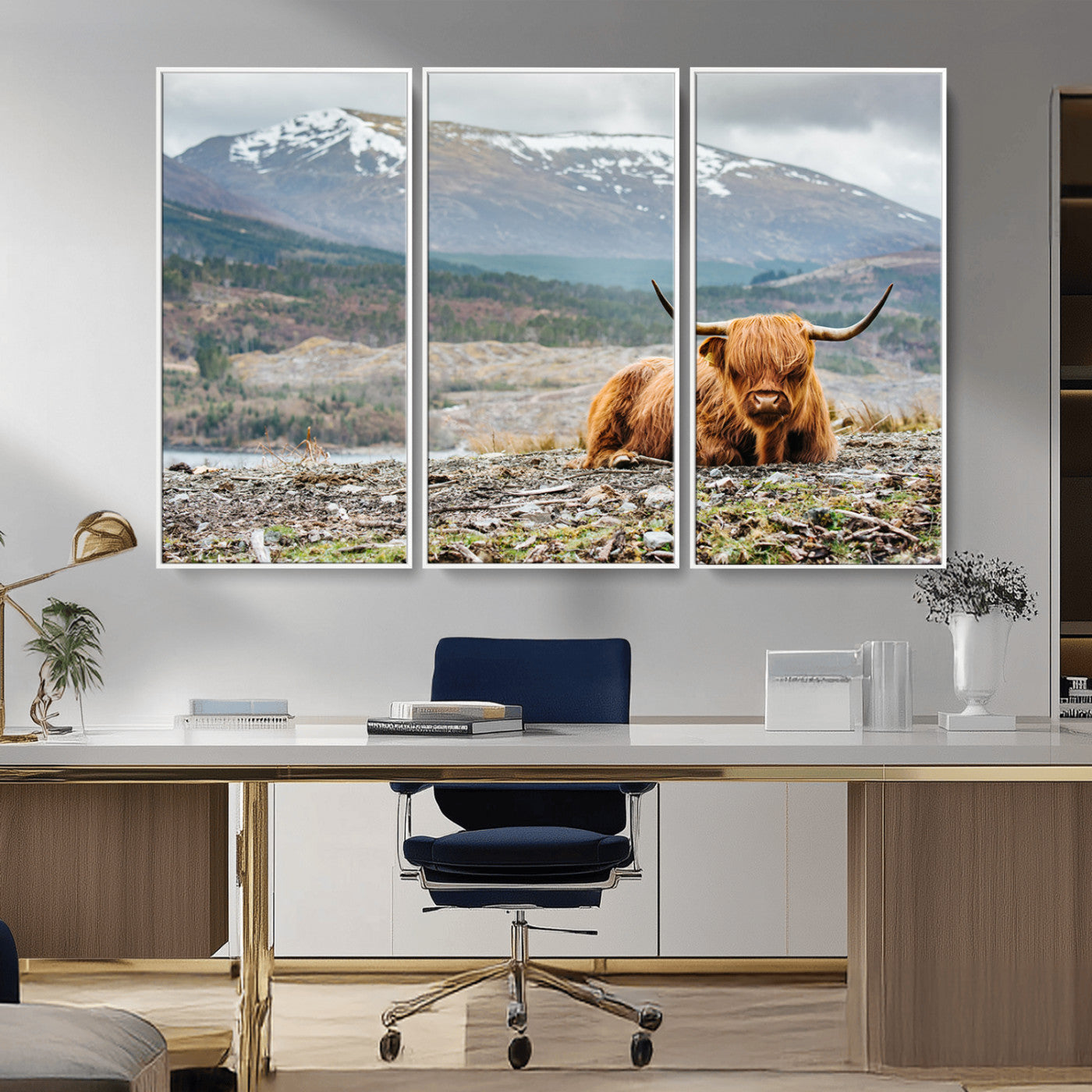 -Highland Cow Horn Farm Wall Art Canvas Print