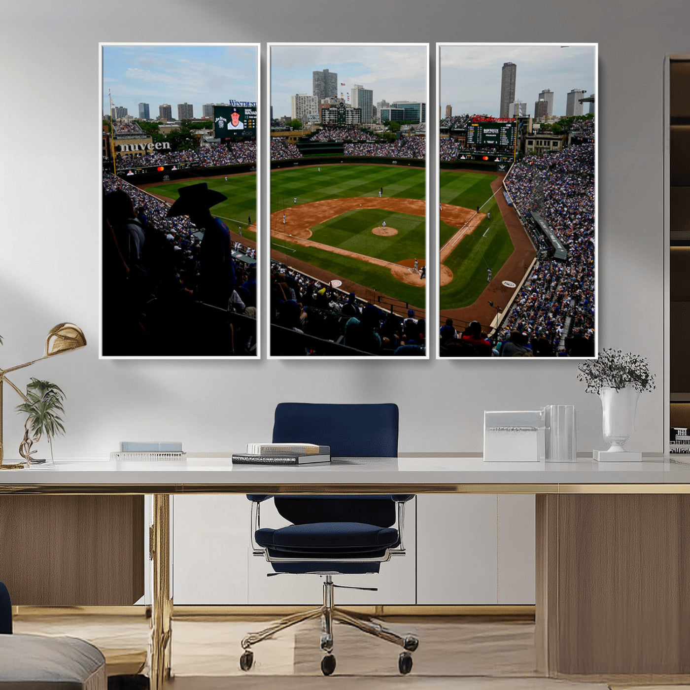 MGV-FC-48X32-3P - Chicago Cubs Baseball Team Print - Wrigley Field Stadium Wall Art Canvas Print