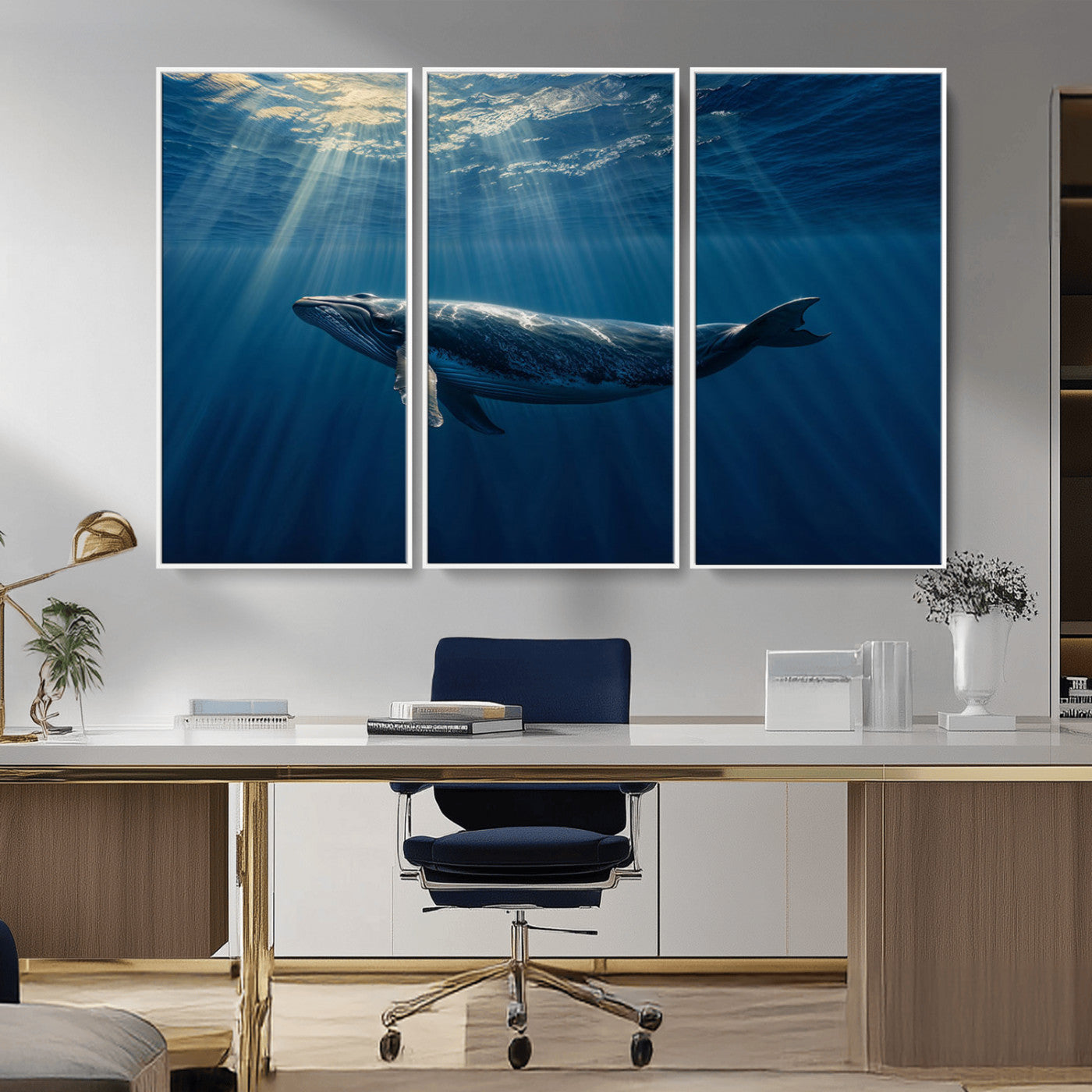 -Whale under Ocean Wall Art Canvas Print