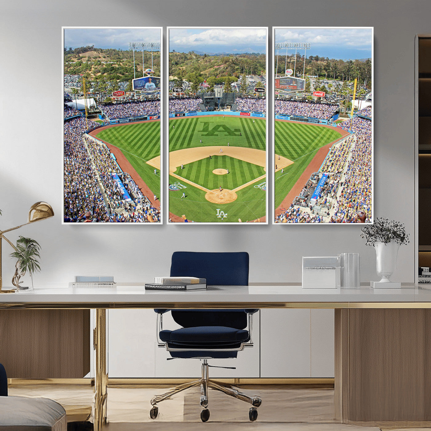 MGV-FC-48X32-3P - Citi Field Wall Art Print | 3-Panel New York Mets Baseball Stadium Canvas Print | Framed Sports Decor for Living Room, Man Cave, or Office