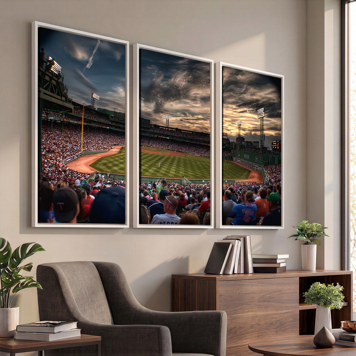 53432-MGV-CV-36X24 - Boston Red Sox Baseball Team Print, Massachusetts Fenway Park Stadium Wall Art Canvas Print
