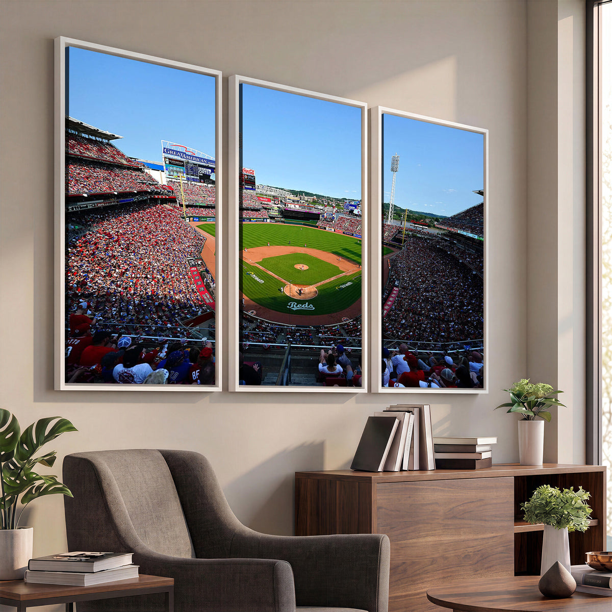 90998-MGV-CV-36X24 - Cincinnati Reds Baseball Canvas Print | Great American Ball Park Stadium Wall Art