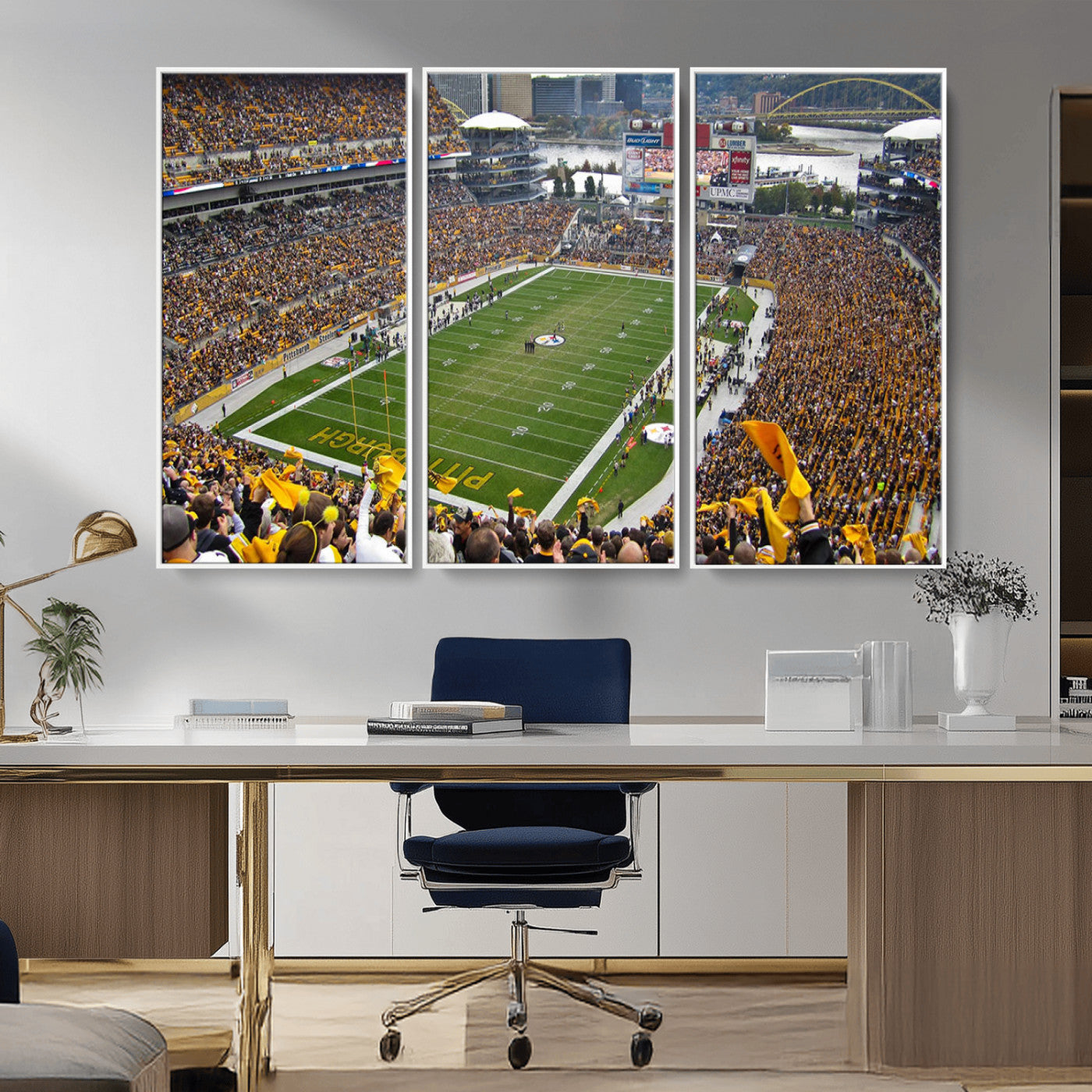 MGV-FC-48X32-3P - Pittsburgh Steelers Football Team Print - Pittsburgh Heinz Field Stadium Wall Art Canvas Print