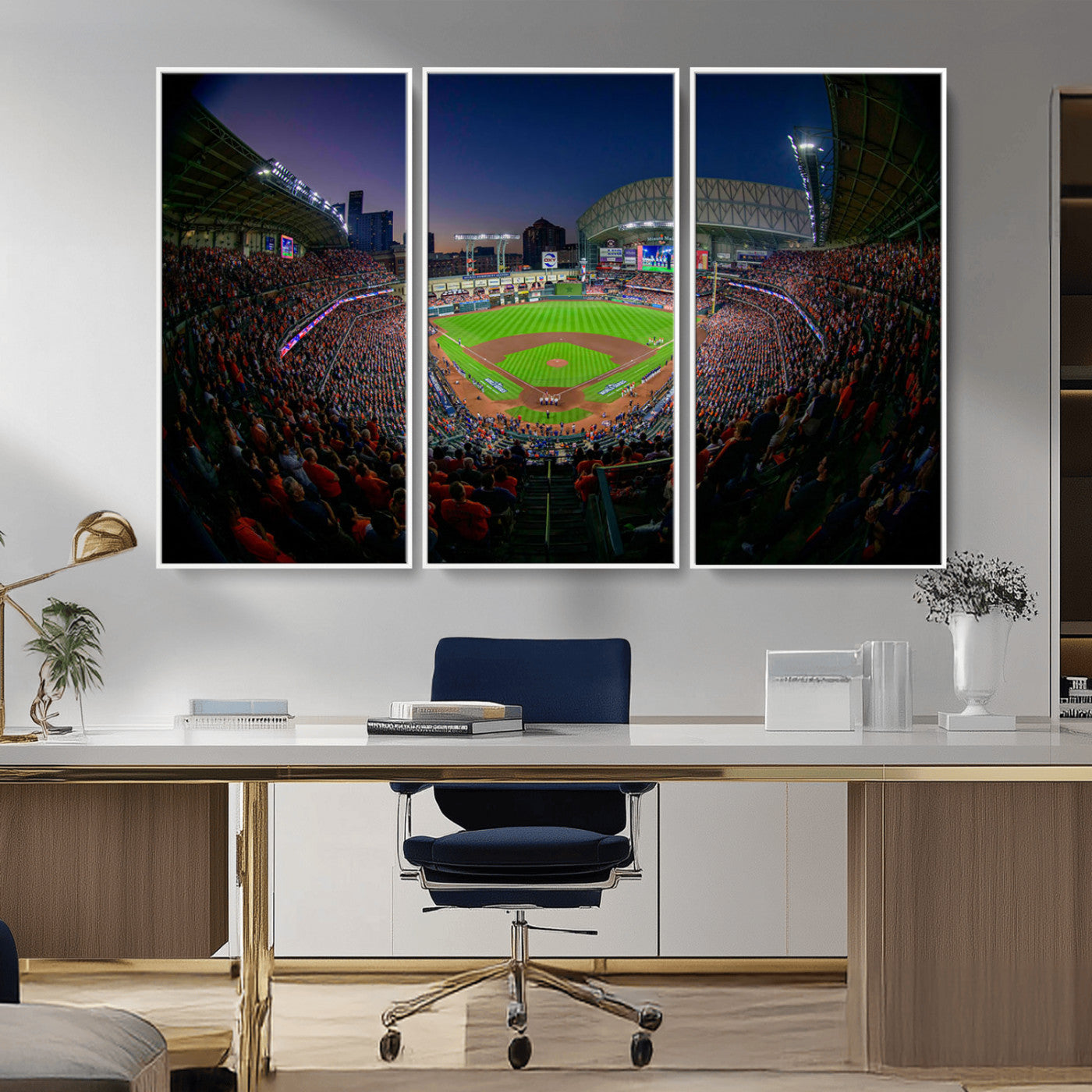 MGV-FC-48X32-3P - Houston Astros Baseball Team Print - Houston Minute Maid Park Stadium Wall Art Canvas Print