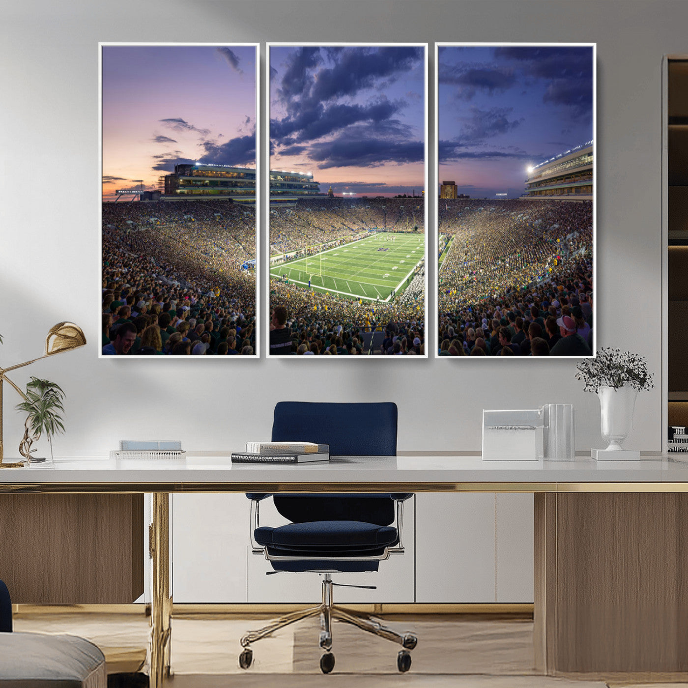 MGV-FC-48X32-3P - Notre Dame Fighting Irish Football Team Print - Notre Dame Stadium Wall Art Canvas Print