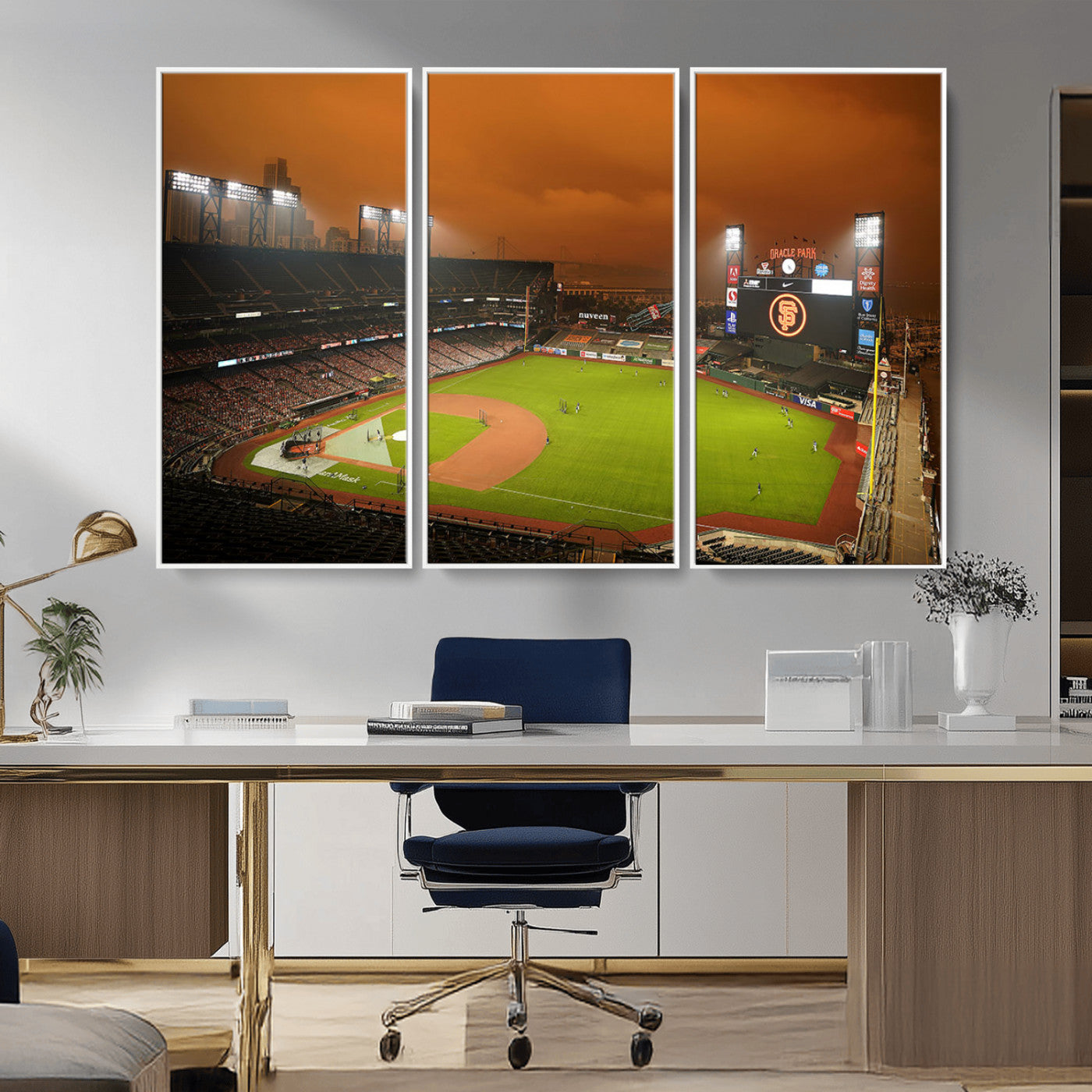 MGV-FC-48X32-3P - San Francisco Giants Baseball Team Print - Oracle Park Stadium Wall Art Canvas Print