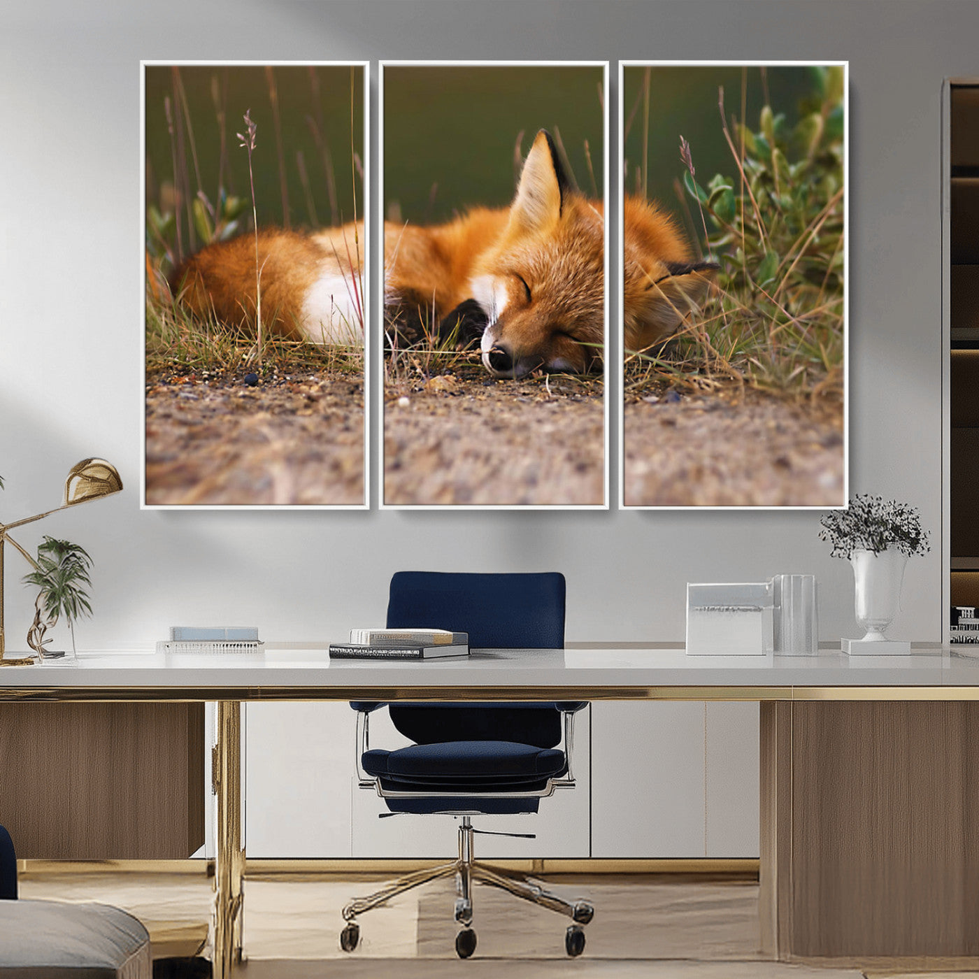 -Sleeping Fox Wall Art Canvas Print, Farmhouse Wall Decor and Animal Wall Art Print